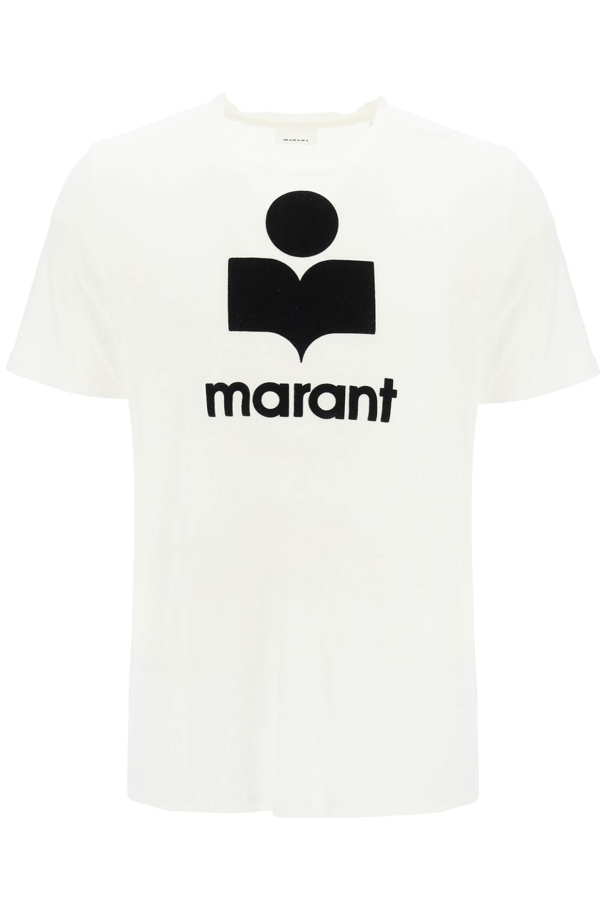 Shop Isabel Marant Karman Linen Logo T-shirt In White (white)