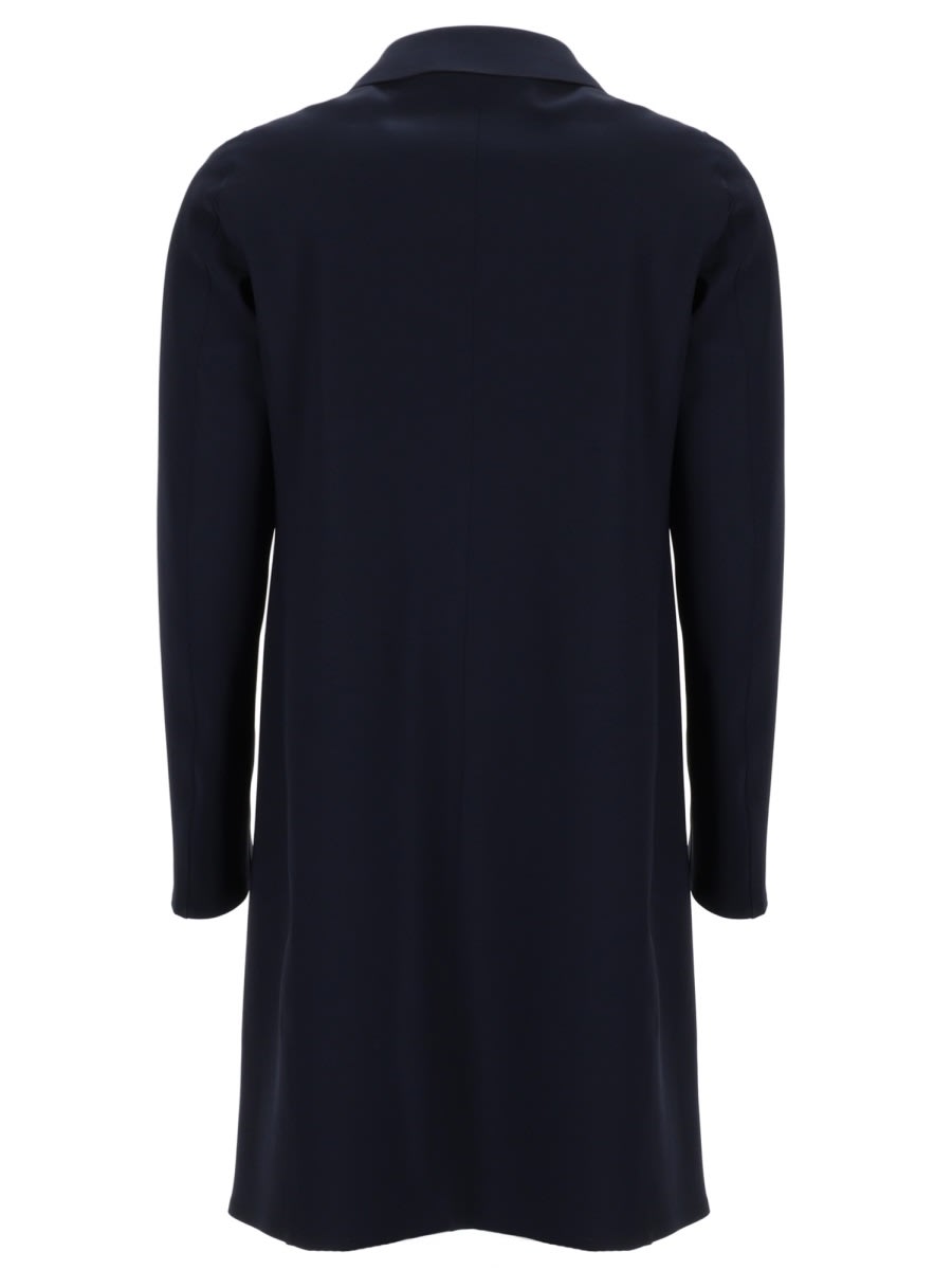 Herno Stretch Jersey Coat With Laser Cut Detailing In Black