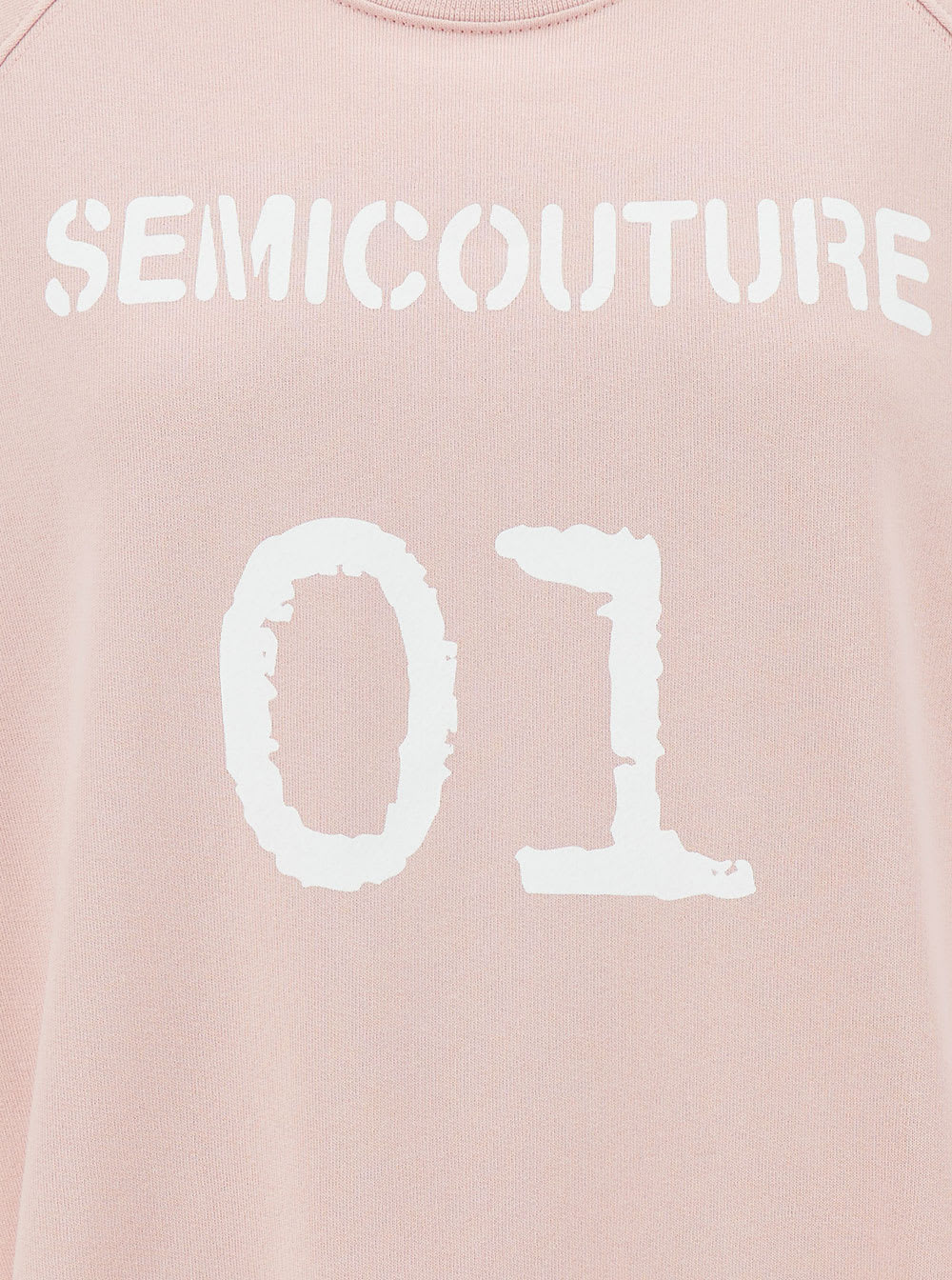 Shop Semicouture Logo Sweatsirt In Pink