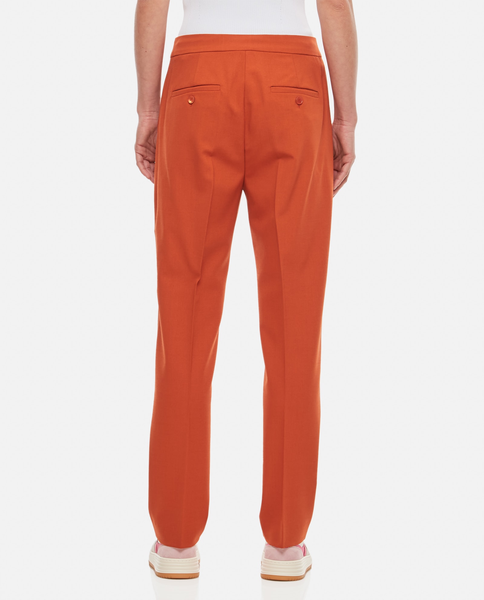 Max Mara Light Brown Cerisa Wool Trouser In Orange