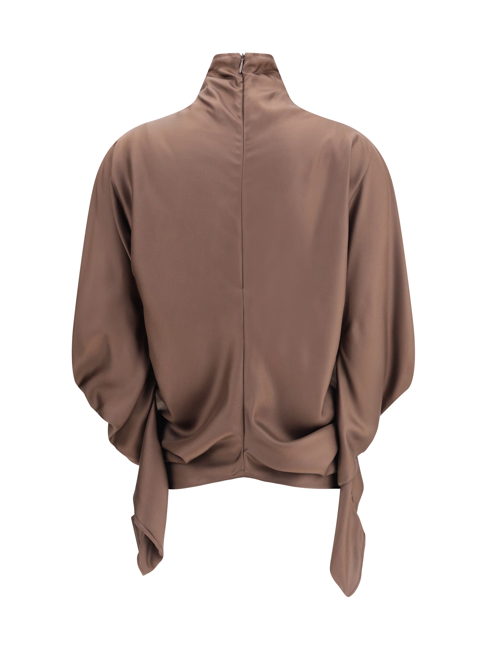 The Row Miles Silk Blouse In Brown