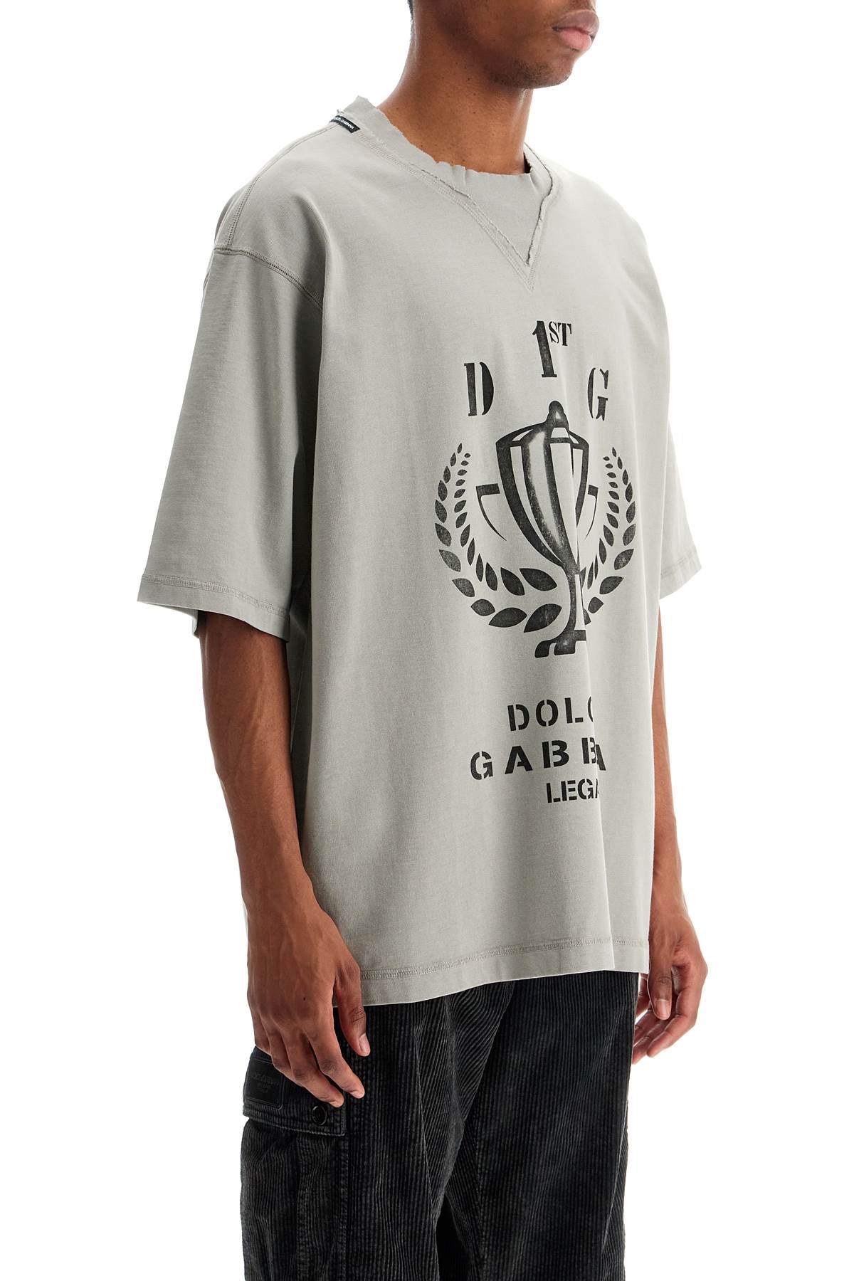 Dolce & Gabbana Logo-print Cotton T-shirt In Grigio Chiaro 5 (grey)