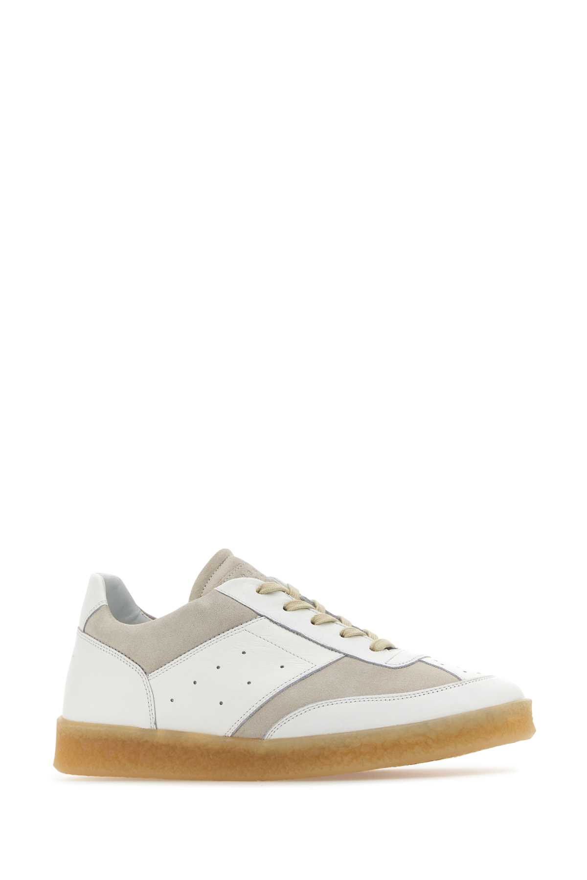 Mm6 Maison Margiela Two-tone Leather And Suede Trainers In White