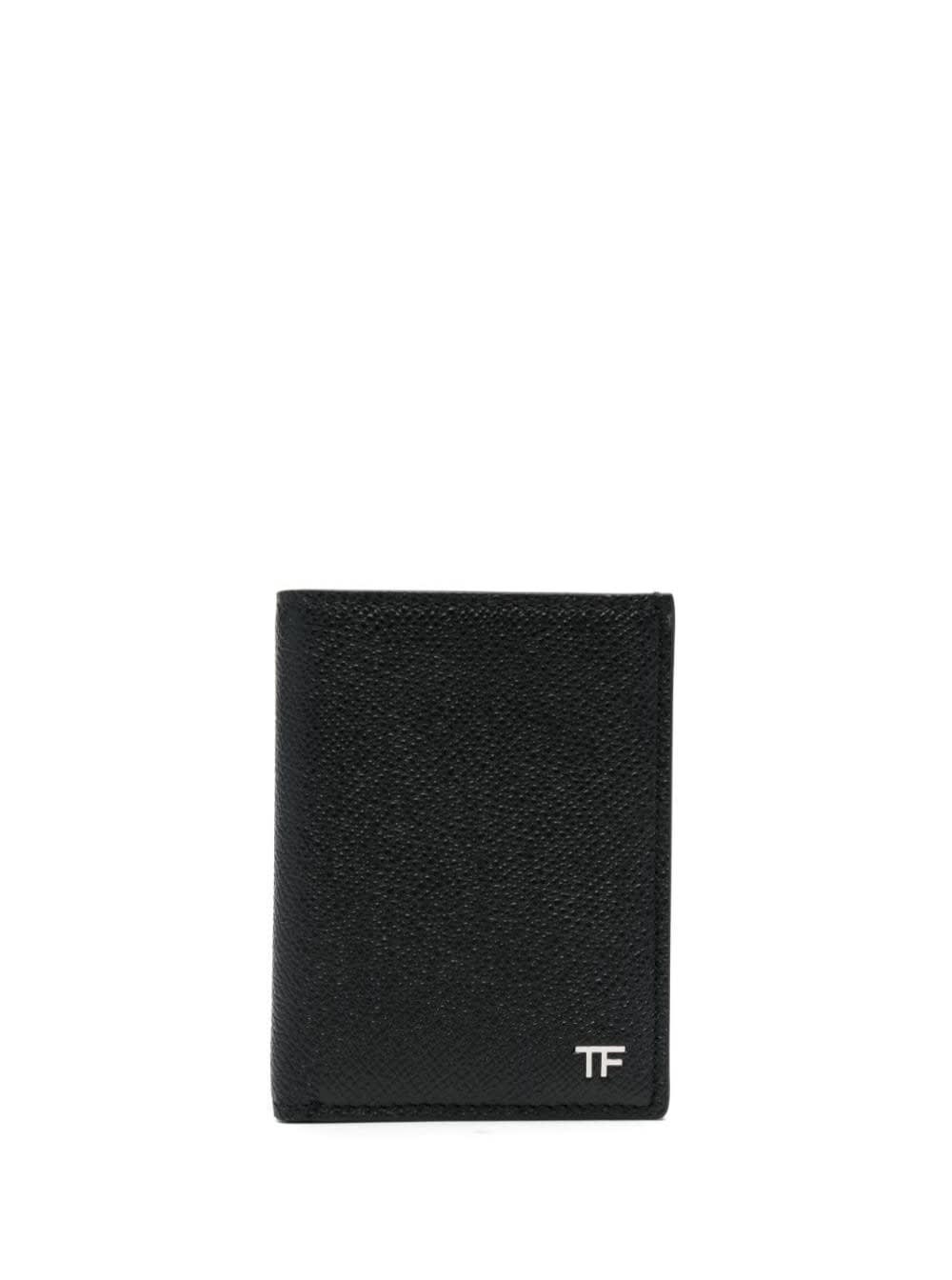 Tom Ford Flap Card Case Ft Silver In Black