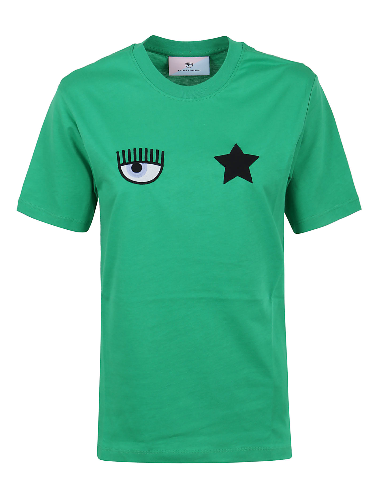 Shop Chiara Ferragni Eye Star T-shirt  In Green