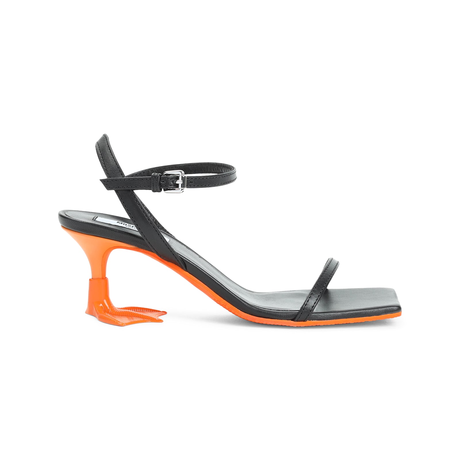Moschino Square-headed High-heeled Sandals In A Nero Arancio
