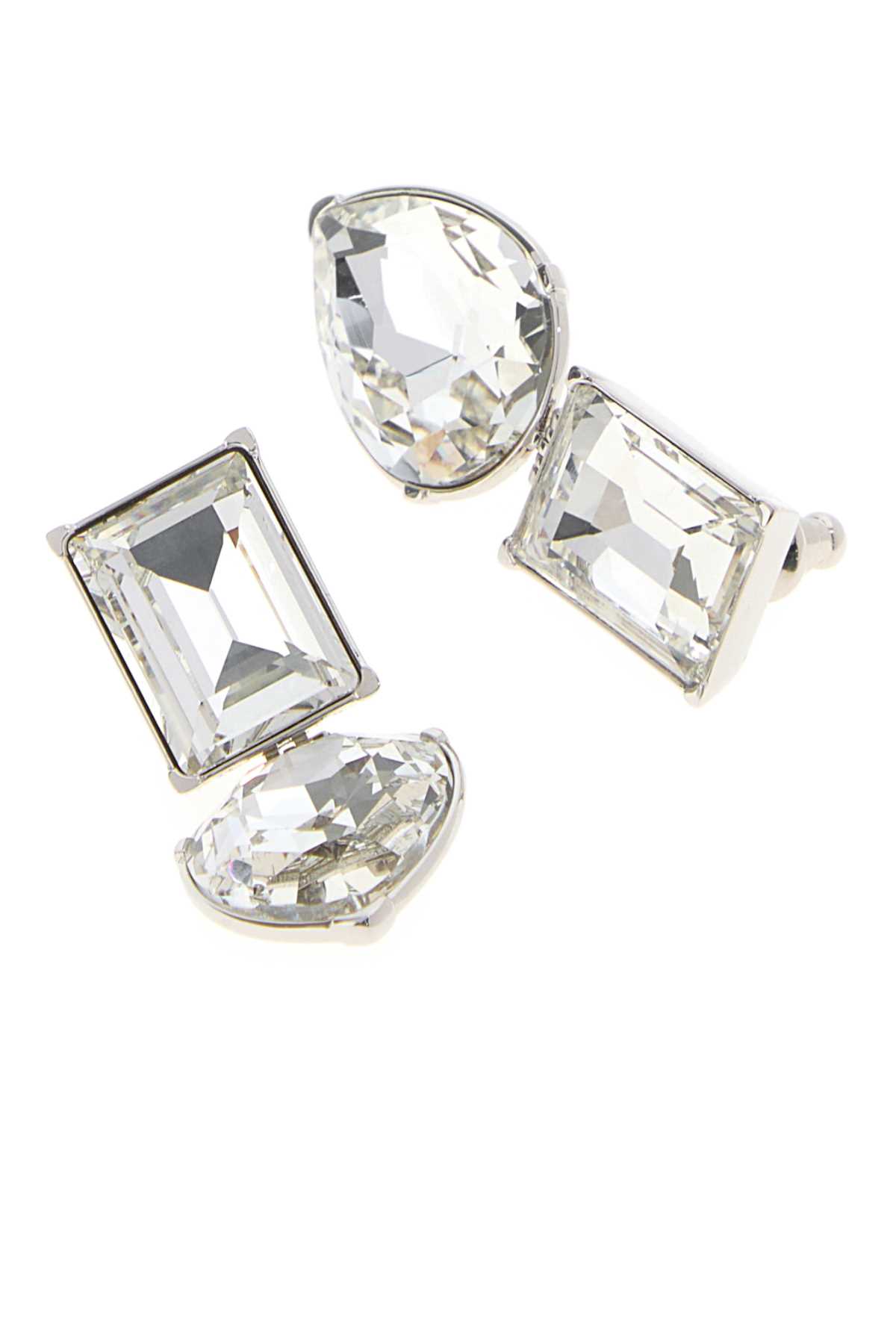 Alexander Mcqueen Geometric Crystal Stud Earrings In Metallic