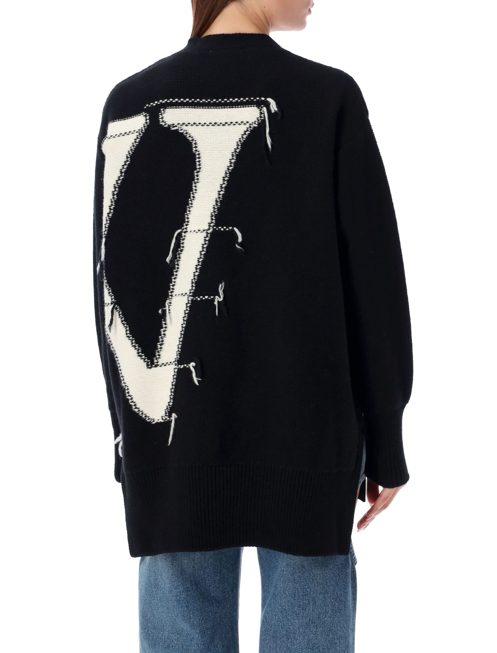 Shop Off-white Ow Maxi Logo Cardigan In Black