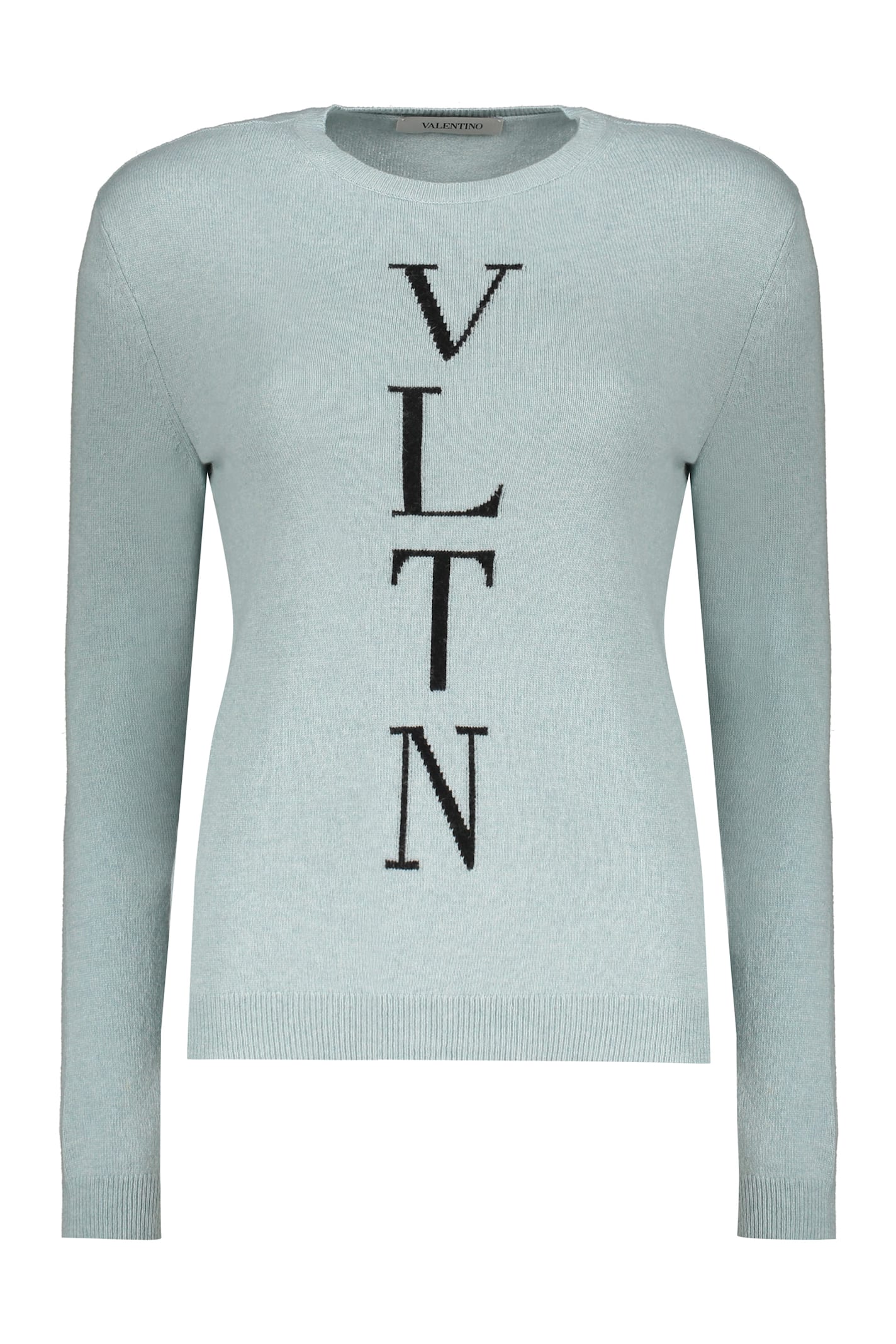 Valentino Long Sleeve Crew-neck Sweater In Blue