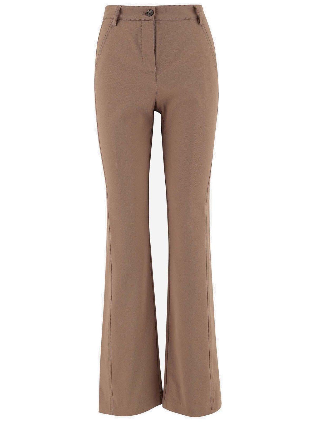 Shop Pinko High-waist Flared Trousers In Brown