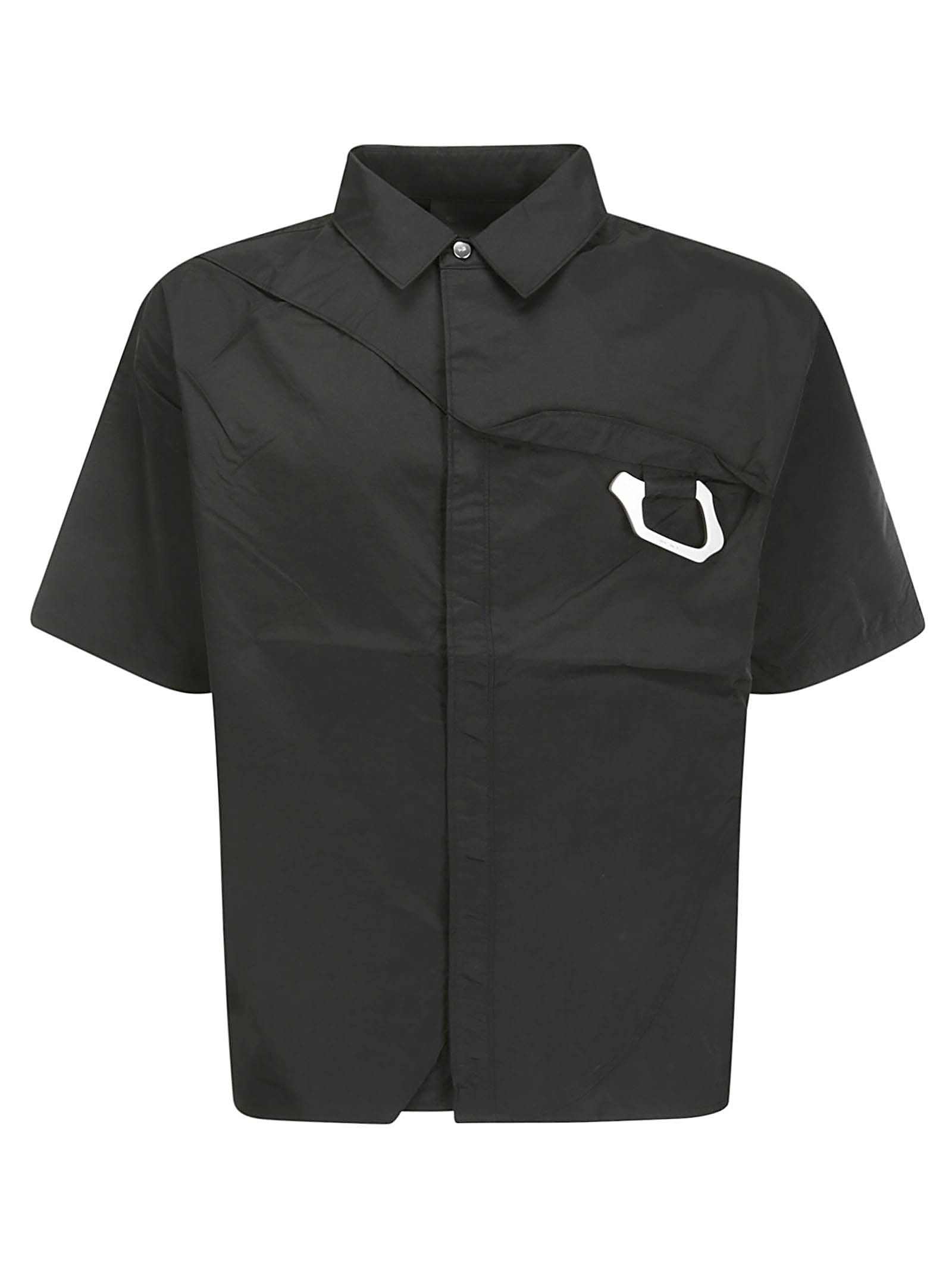 Shop Heliot Emil S/s Nylon Shirt W. Carabiner In Black