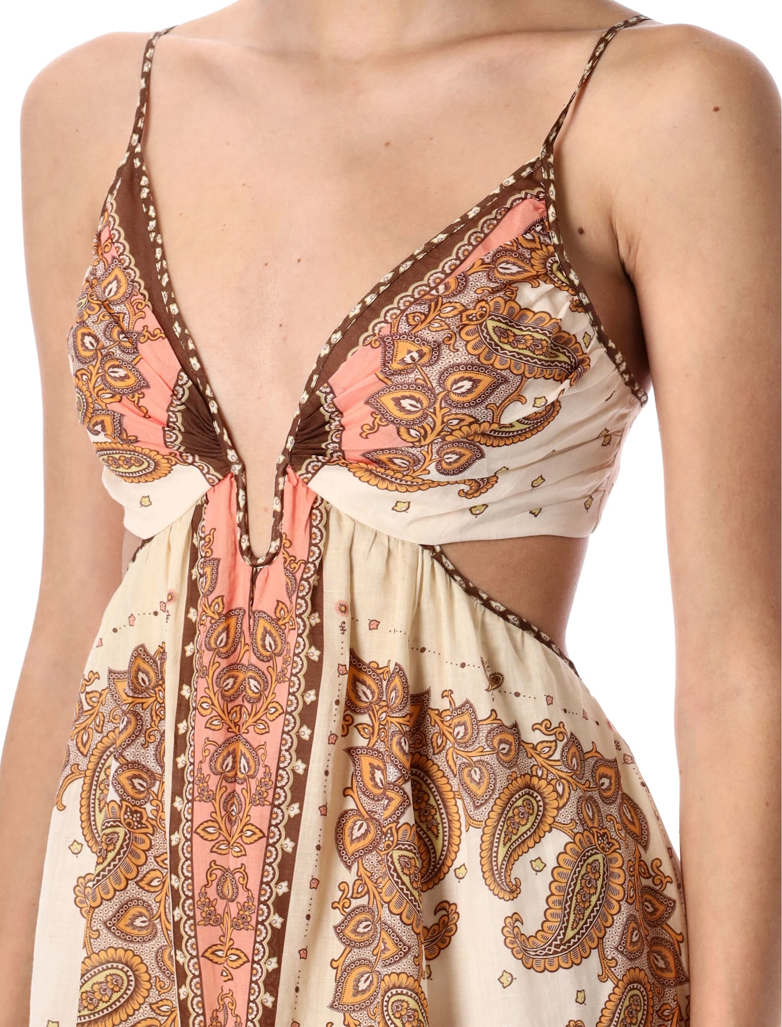 Shop Zimmermann Maxine Plunge Maxi Dress In Ornage Pasley