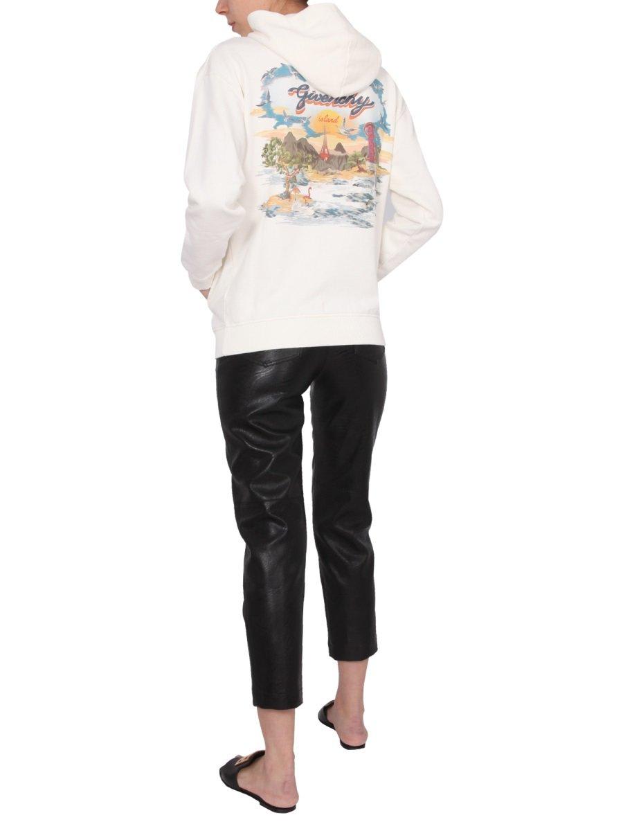 Shop Givenchy Island Graphic Printed Hoodie In Ivory