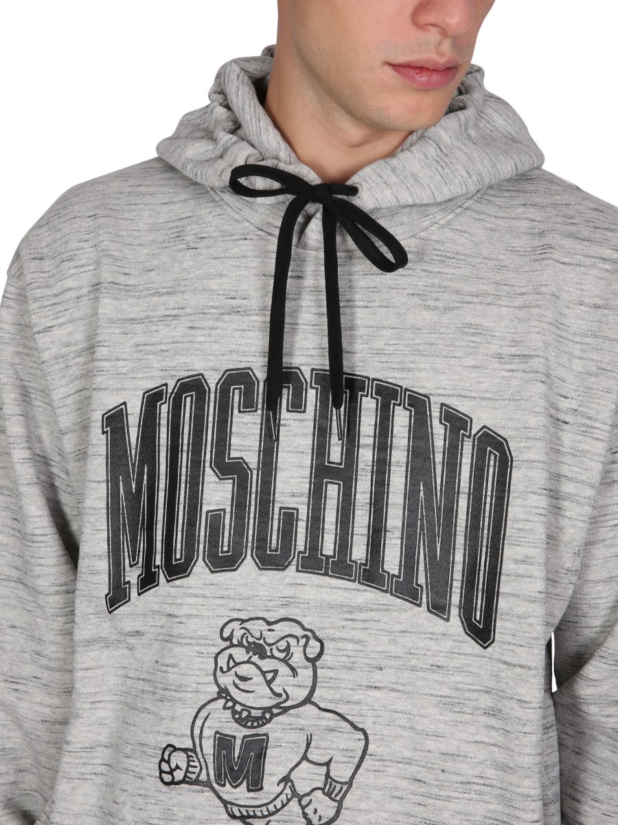 Shop Moschino Sweatshirt With Logo Print In Grey