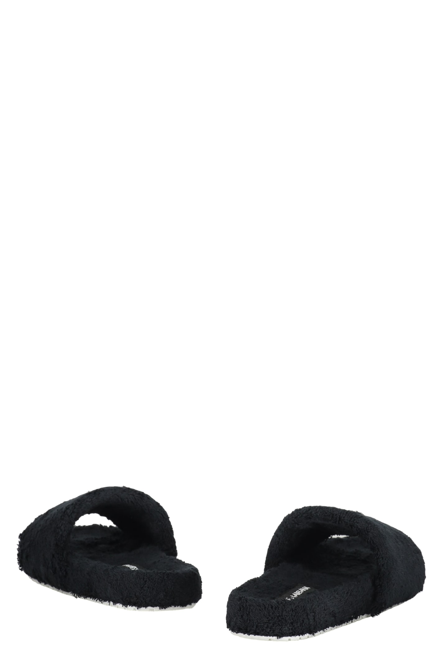 Shop Dolce & Gabbana Fabric Slides In Black