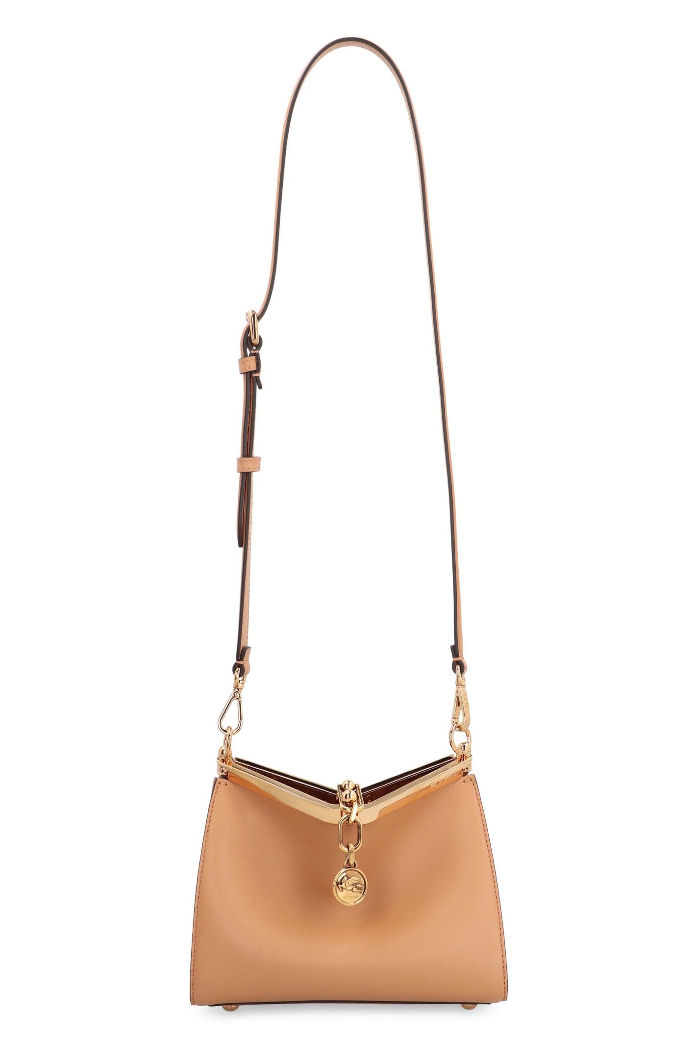 Shop Etro Vela Mini Leather Shoulder Bag In Saddle Brown