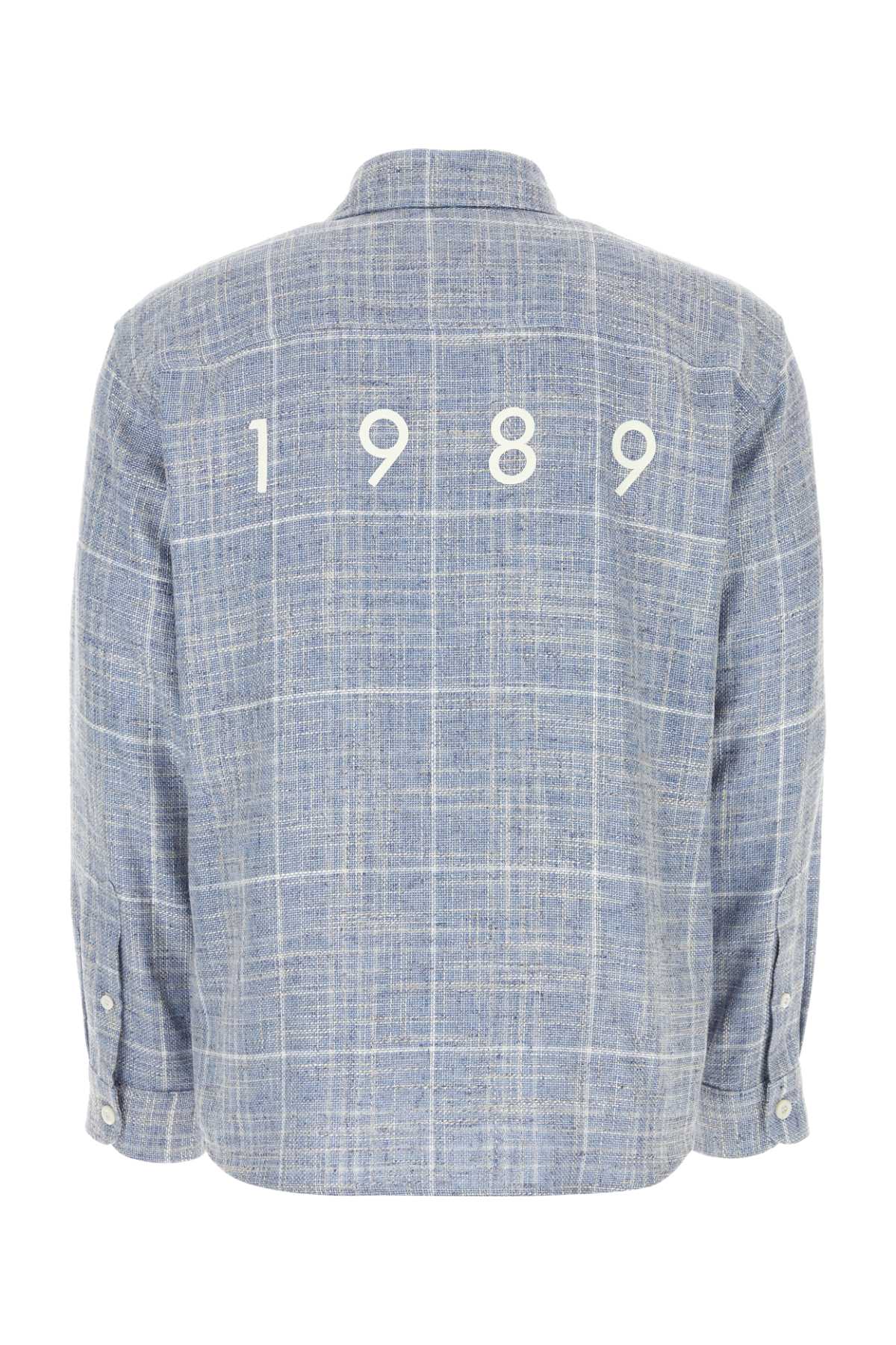 Shop 1989 Studio Embroidered Flanel Shirt In Skyblue