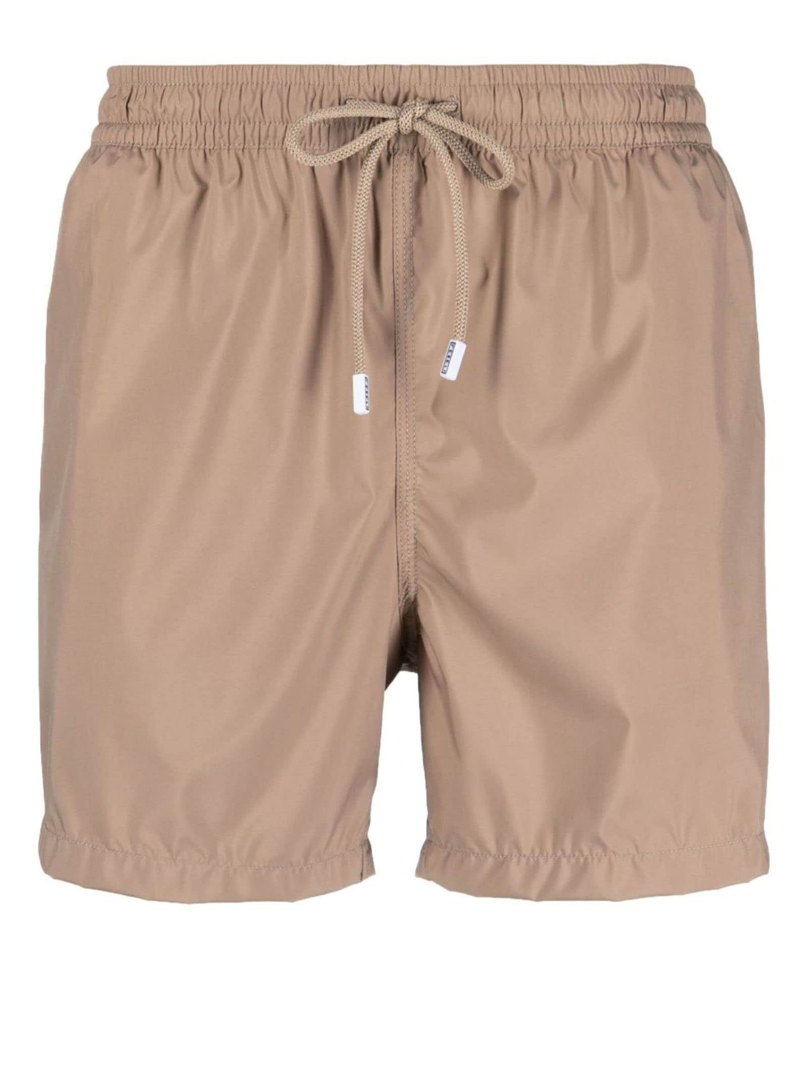 Shop Fedeli Khaki-beige Swim Shorts In Brown
