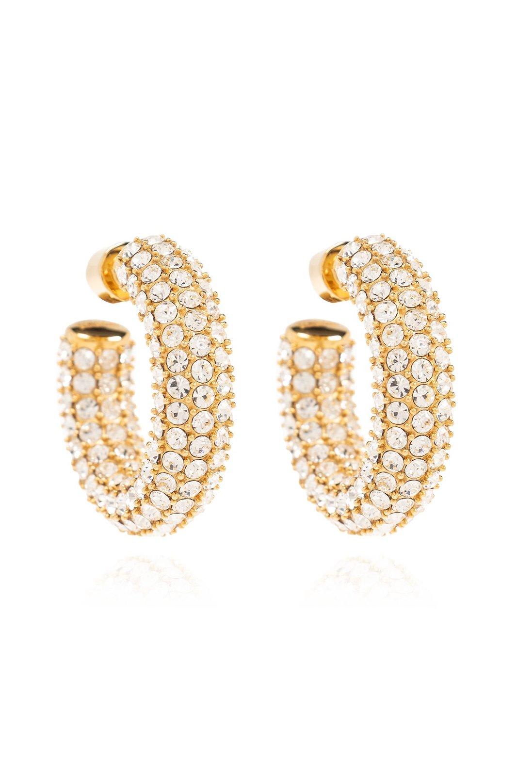 Shop Jacquemus Embellished Hoop Earrings In Gold