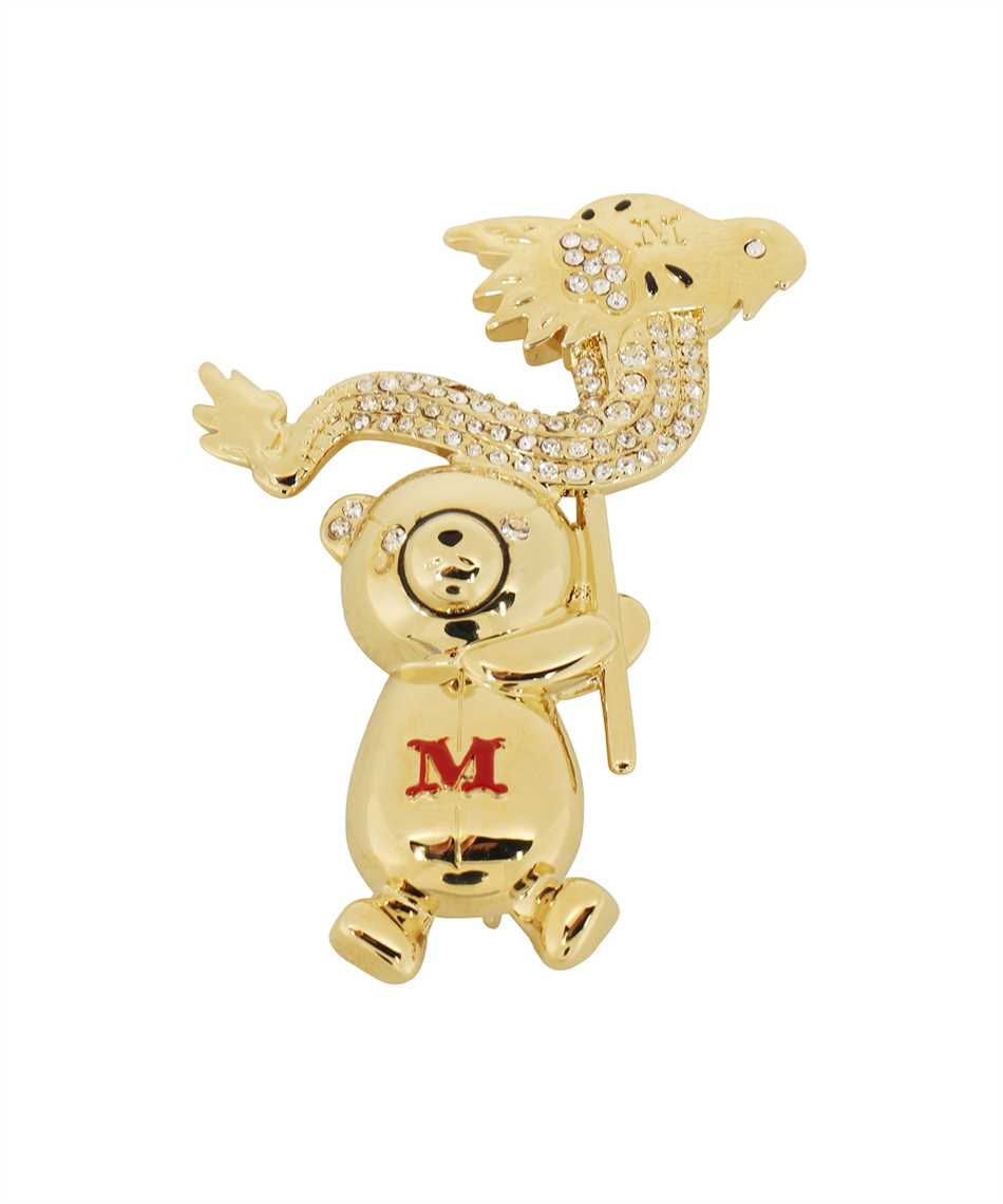 Max Mara Metal Teddy Bear Brooch With Dragon In Gold