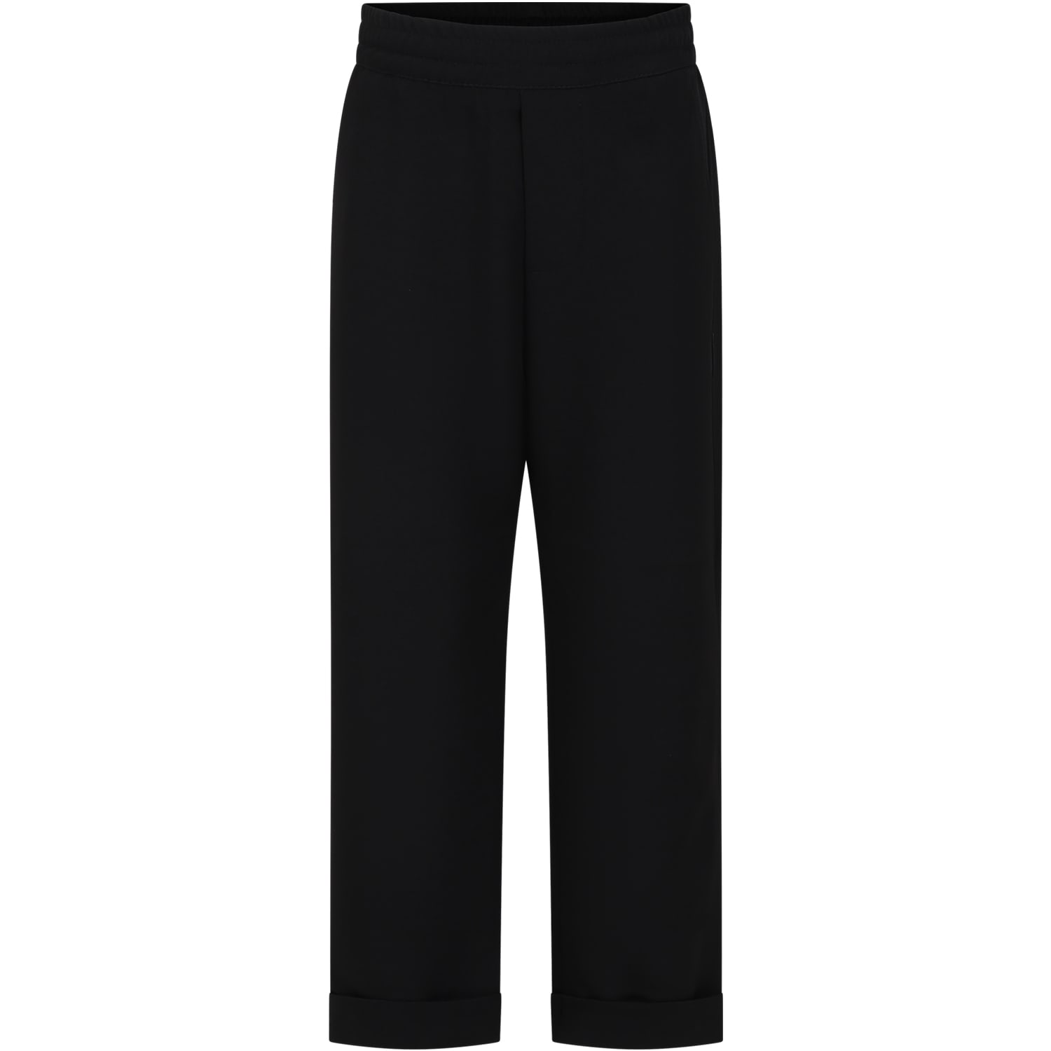 Msgm Kids' Black Trousers Fro Boy With Logo