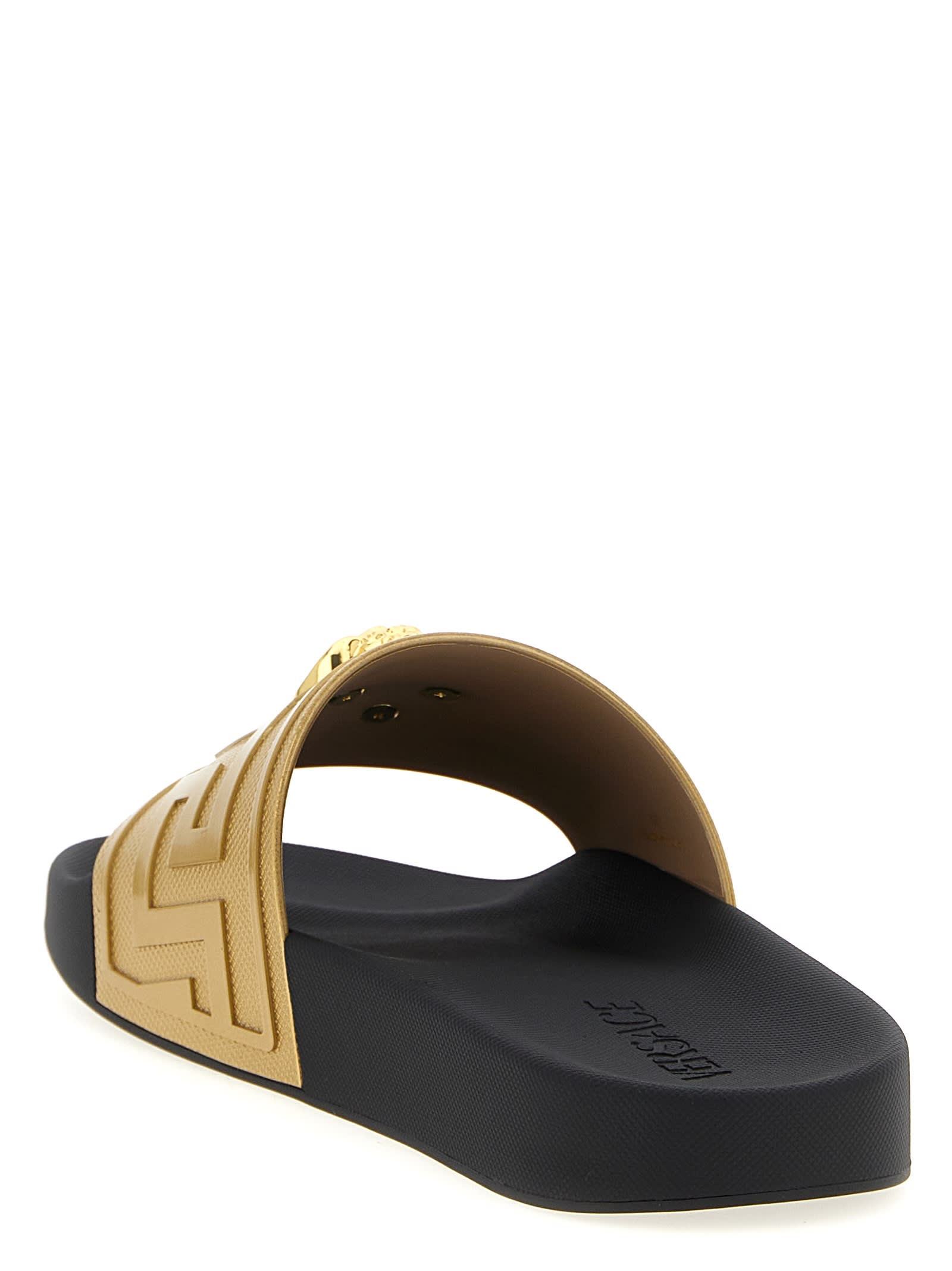 Versace La Medusa Slides In Gold