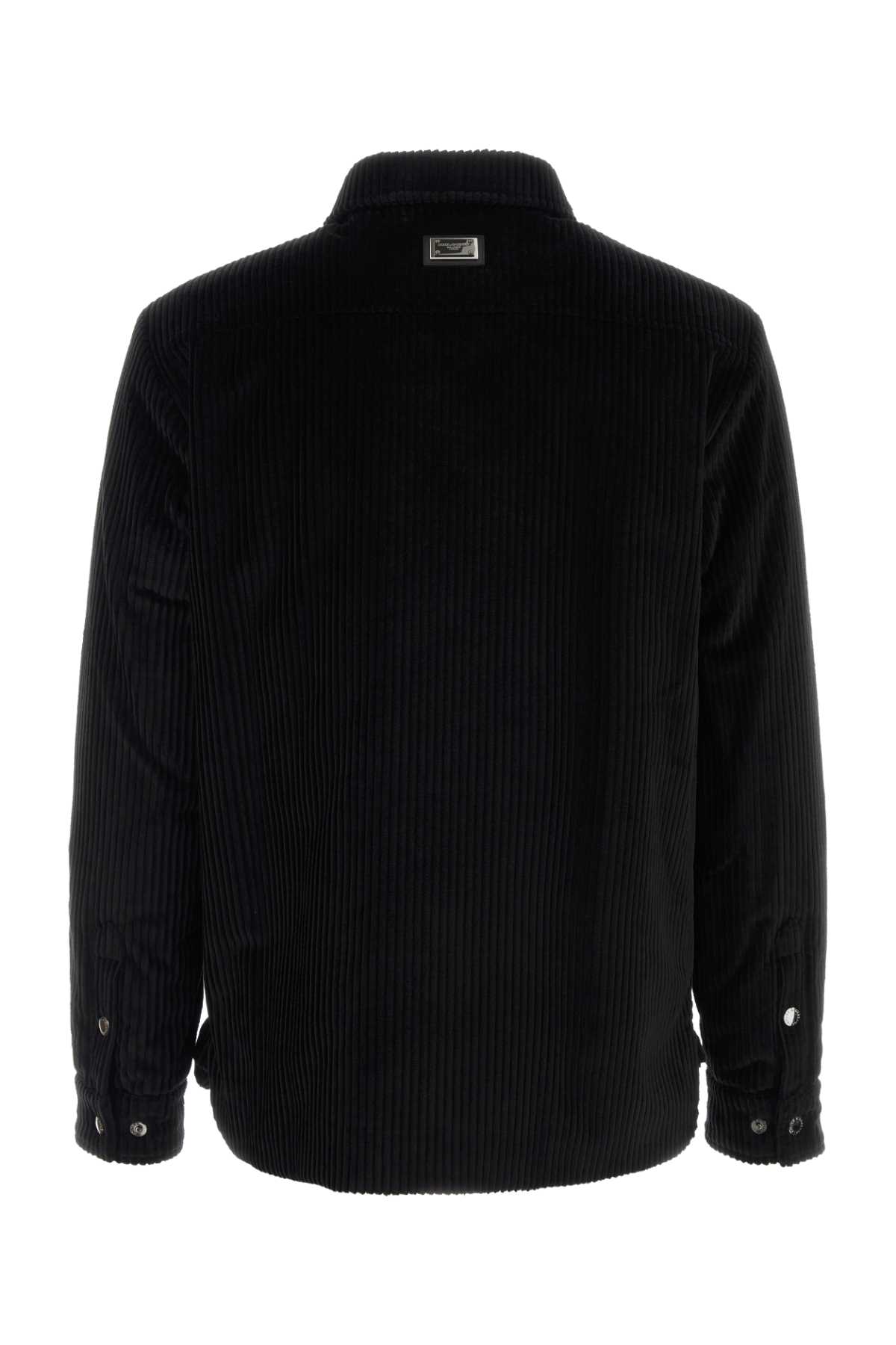 Dolce & Gabbana Padded And Quilted Velvet Shirt Jacket In Black
