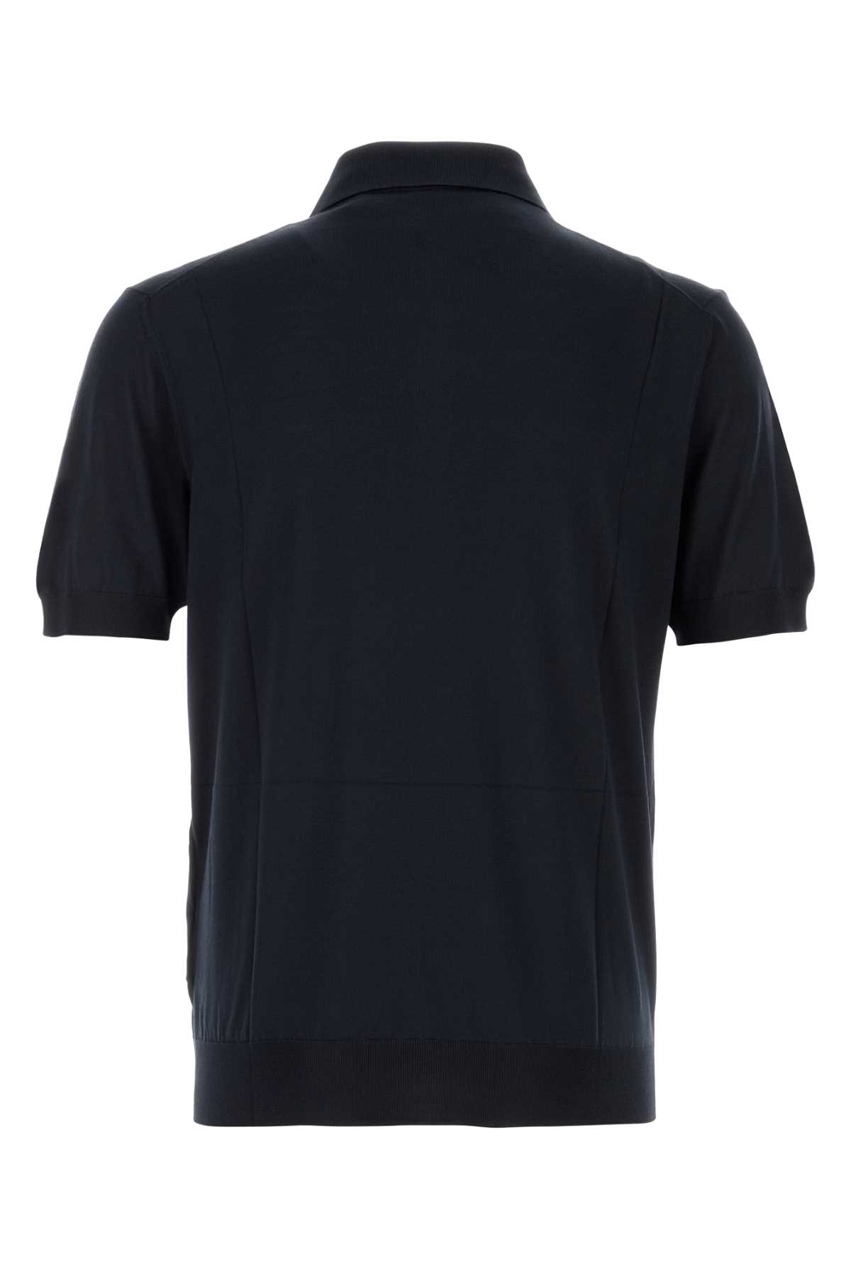 PRADA DARK BLUE SILK POLO SHIRT