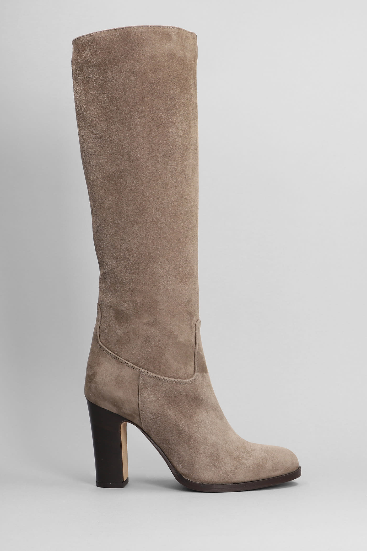 High Heels Boots In Taupe Suede