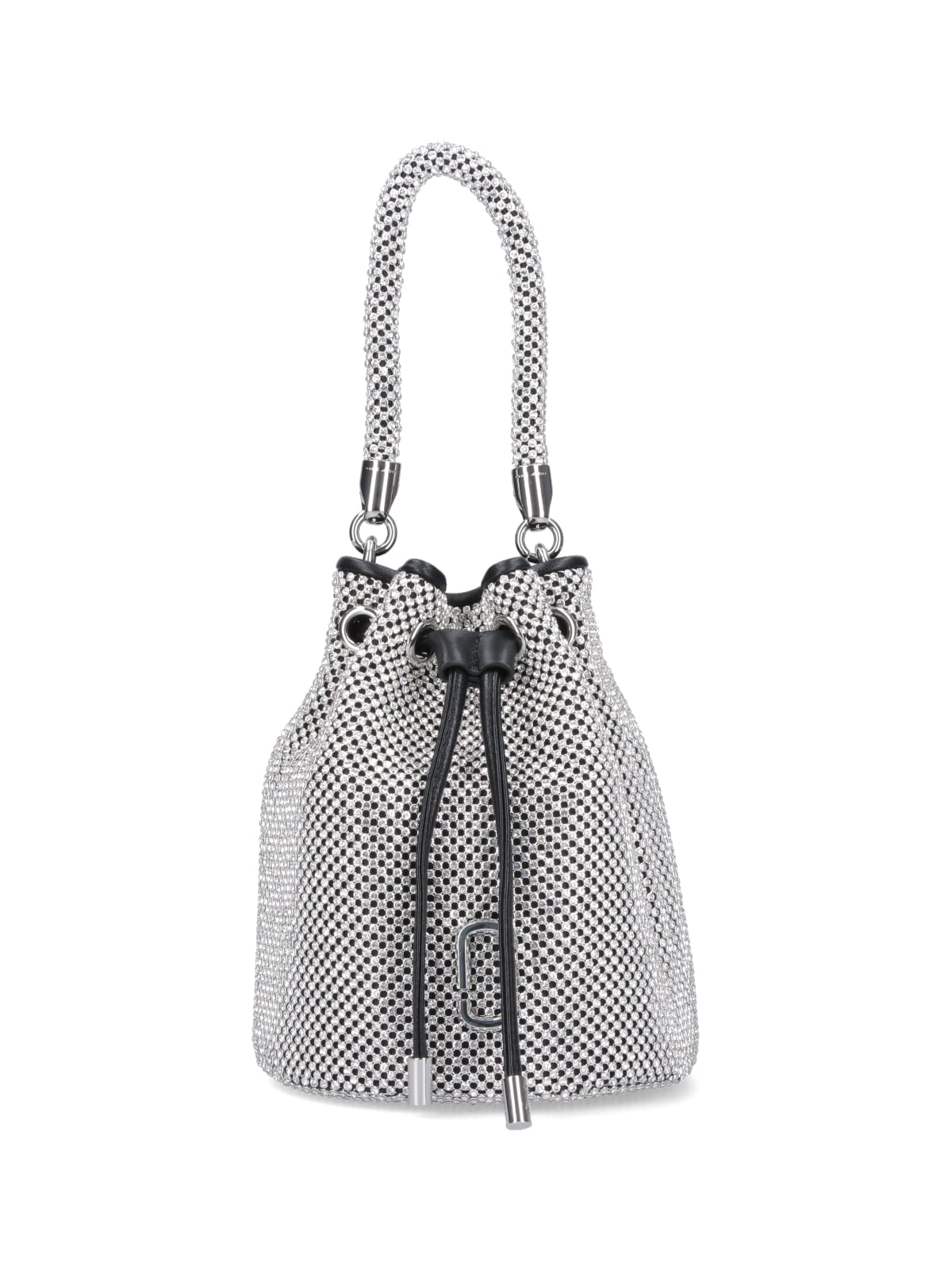 Shop Marc Jacobs Logo Mini Bucket Bag In Silver