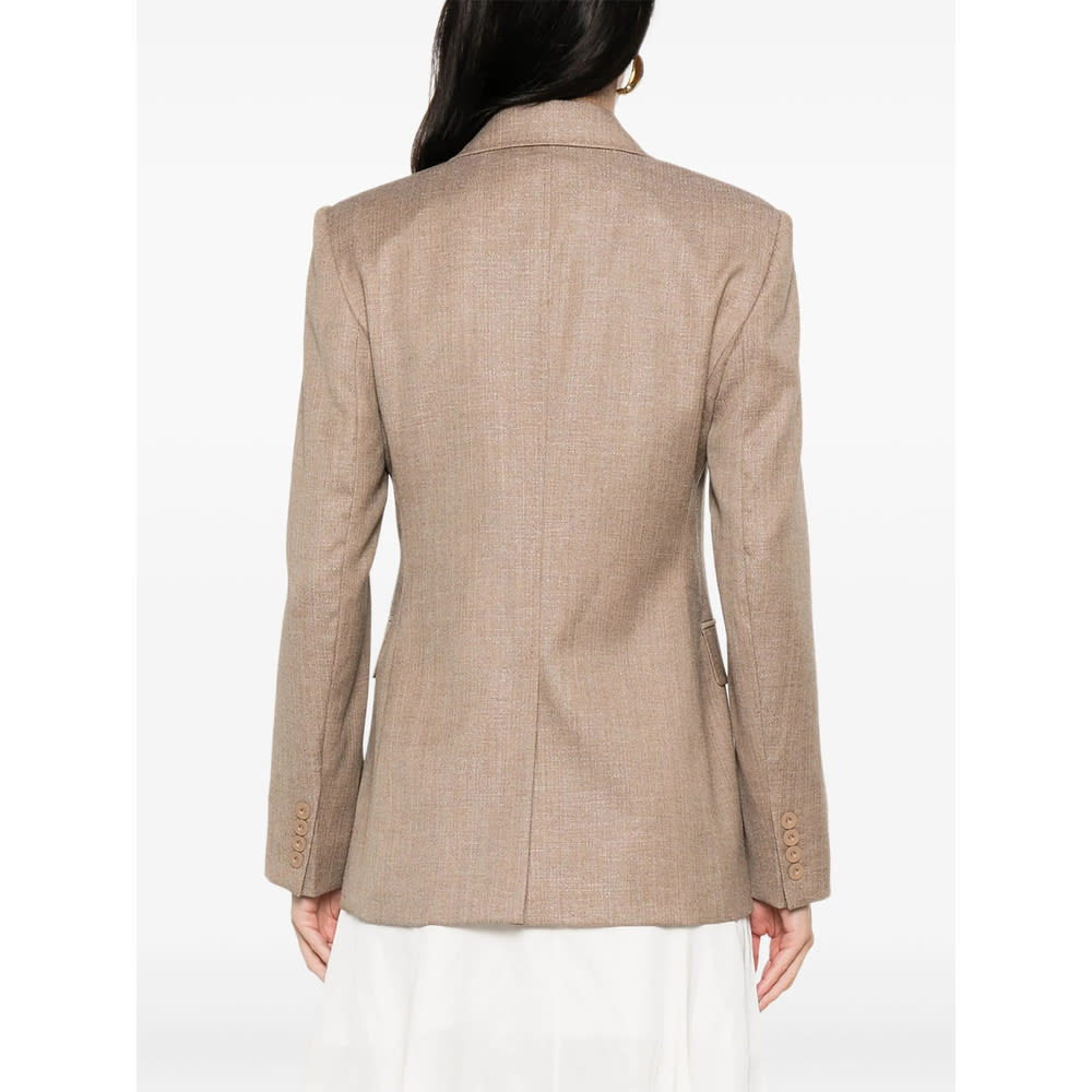 Max Mara Wool-blend Twill Blazer In Brown