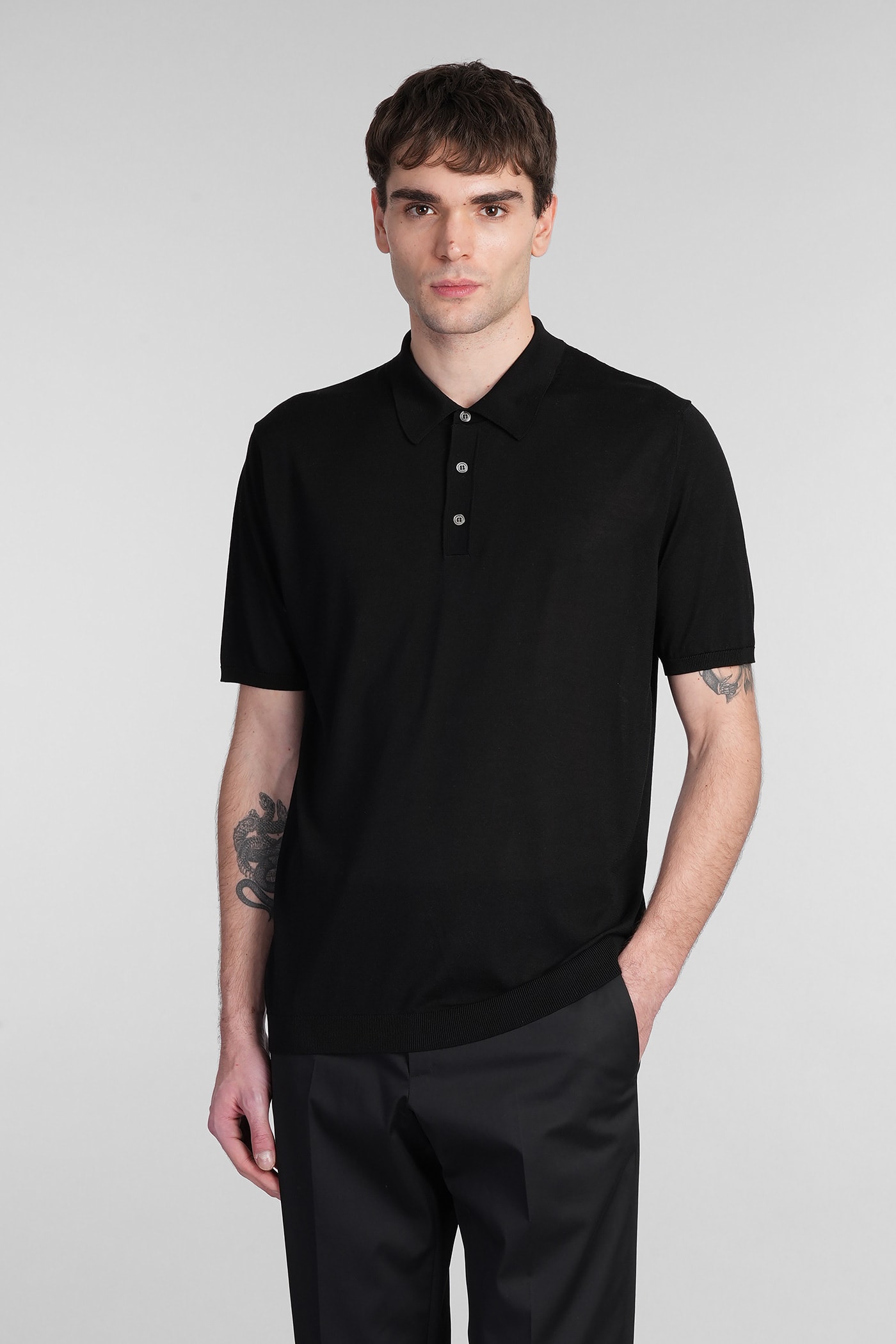 Roberto Collina Basic Polo T-shirt In Black