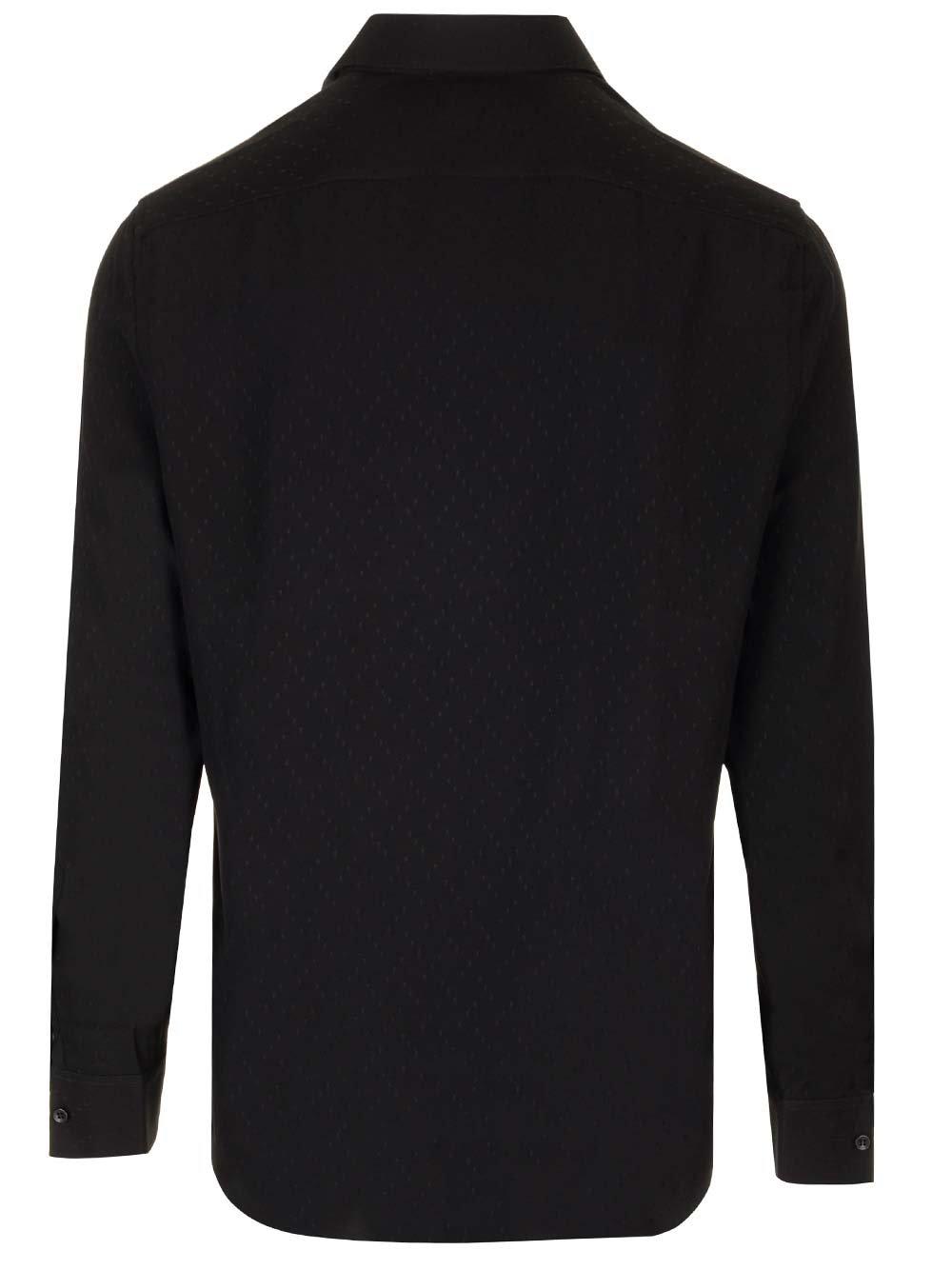 Shop Saint Laurent Buttoned Long-sleeved Shirt In Nero