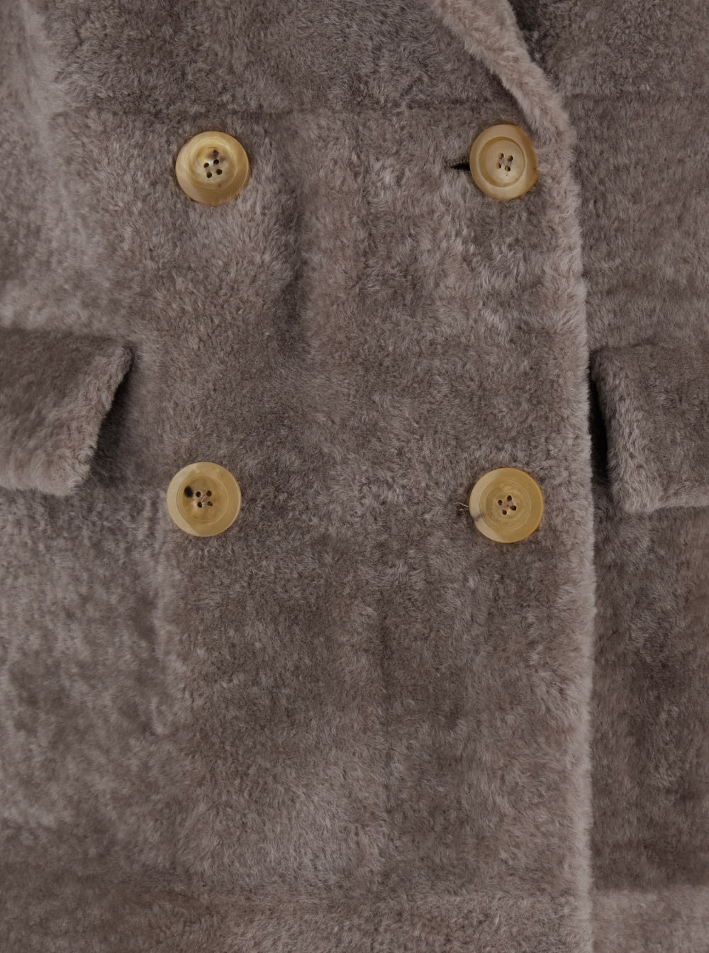 Shop Blancha Brown Long Double Breasted Coat In Shearling Woman In Grey