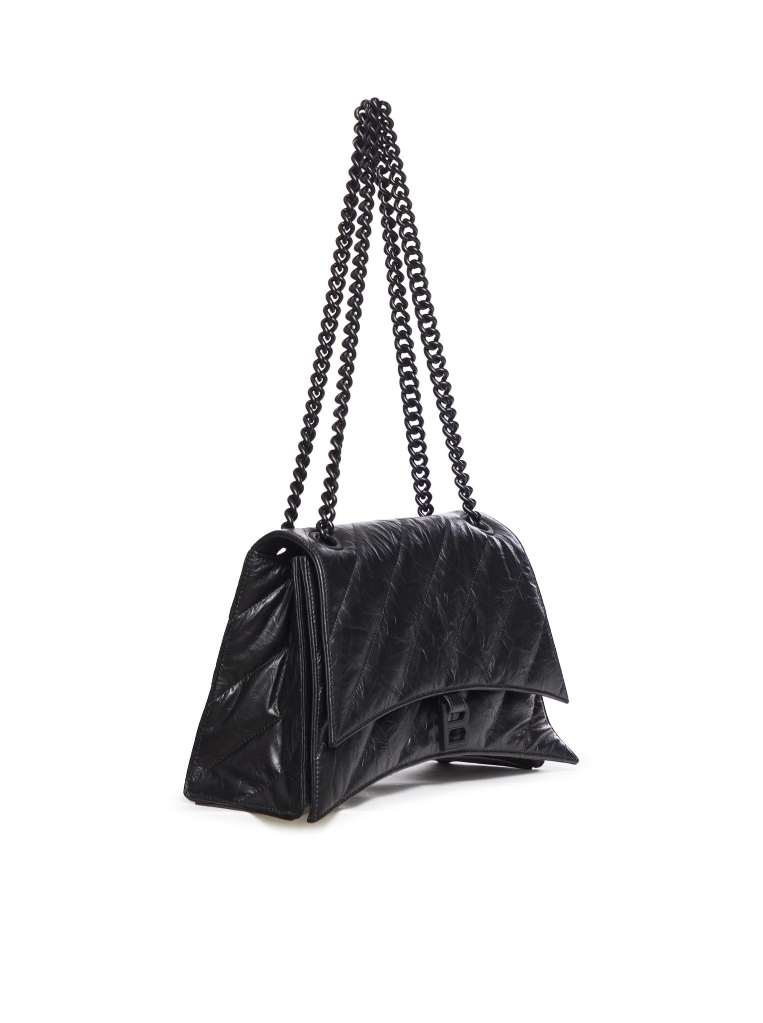 Shop Balenciaga Black Leather Medium Crush Shoulder Bag