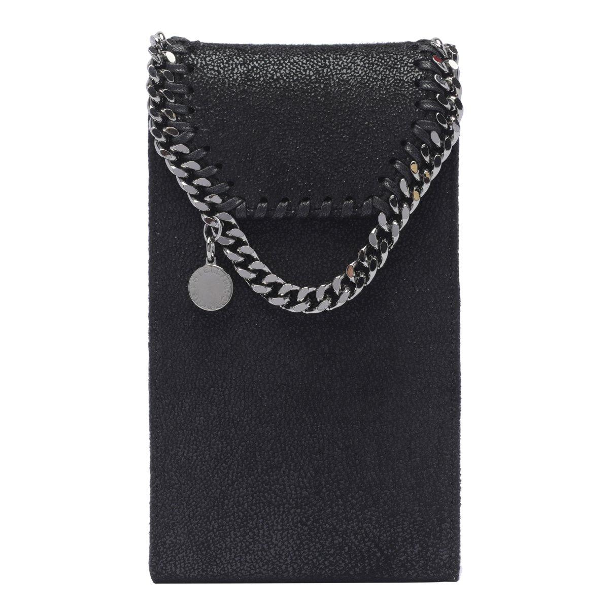 Shop Stella Mccartney Stitched-trim Chain-linked Phone Case In Black