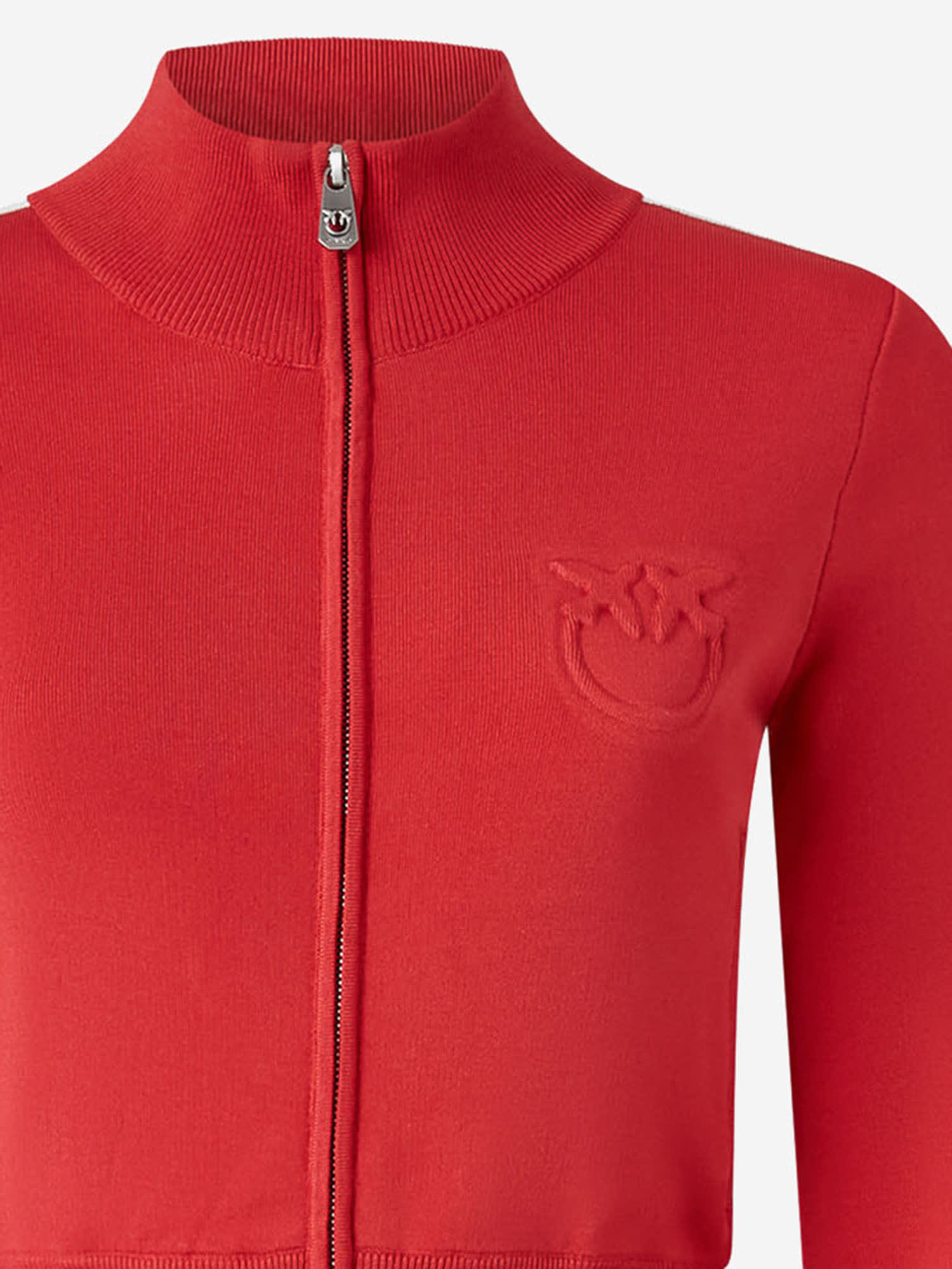 Shop Pinko Cropped Sweatshirt In Technical Fabric In Red