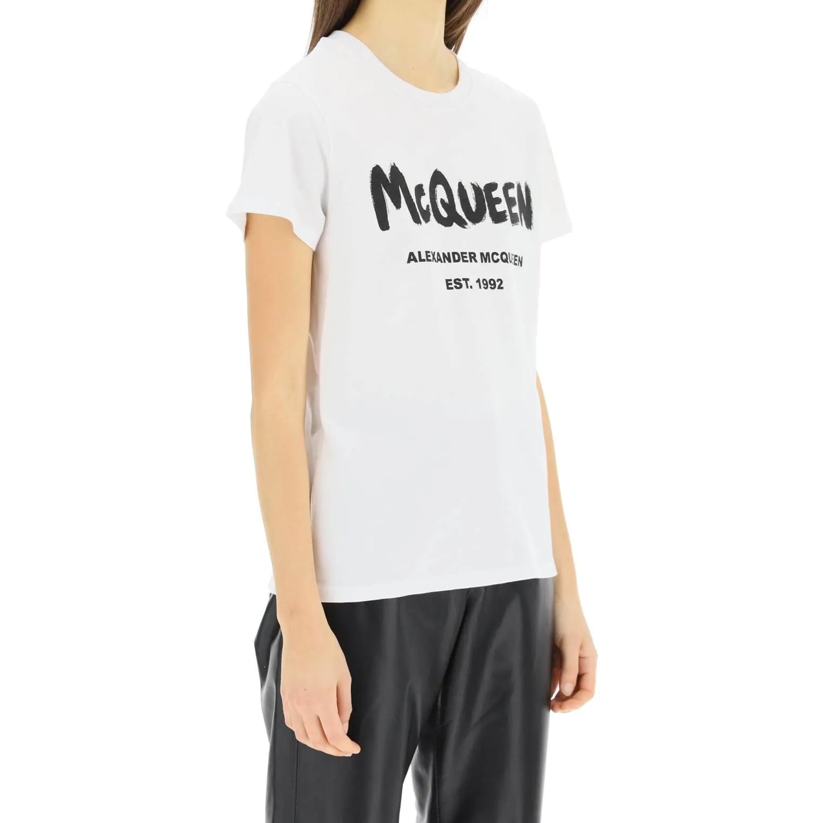 Shop Alexander Mcqueen Cotton Logo T-shirt In White