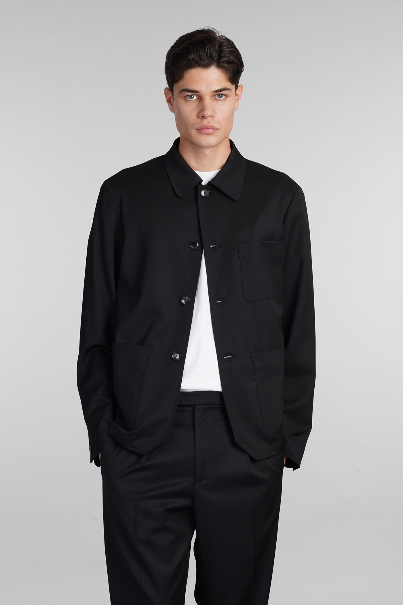 Shop Barena Venezia Visal Shirt In Black Wool