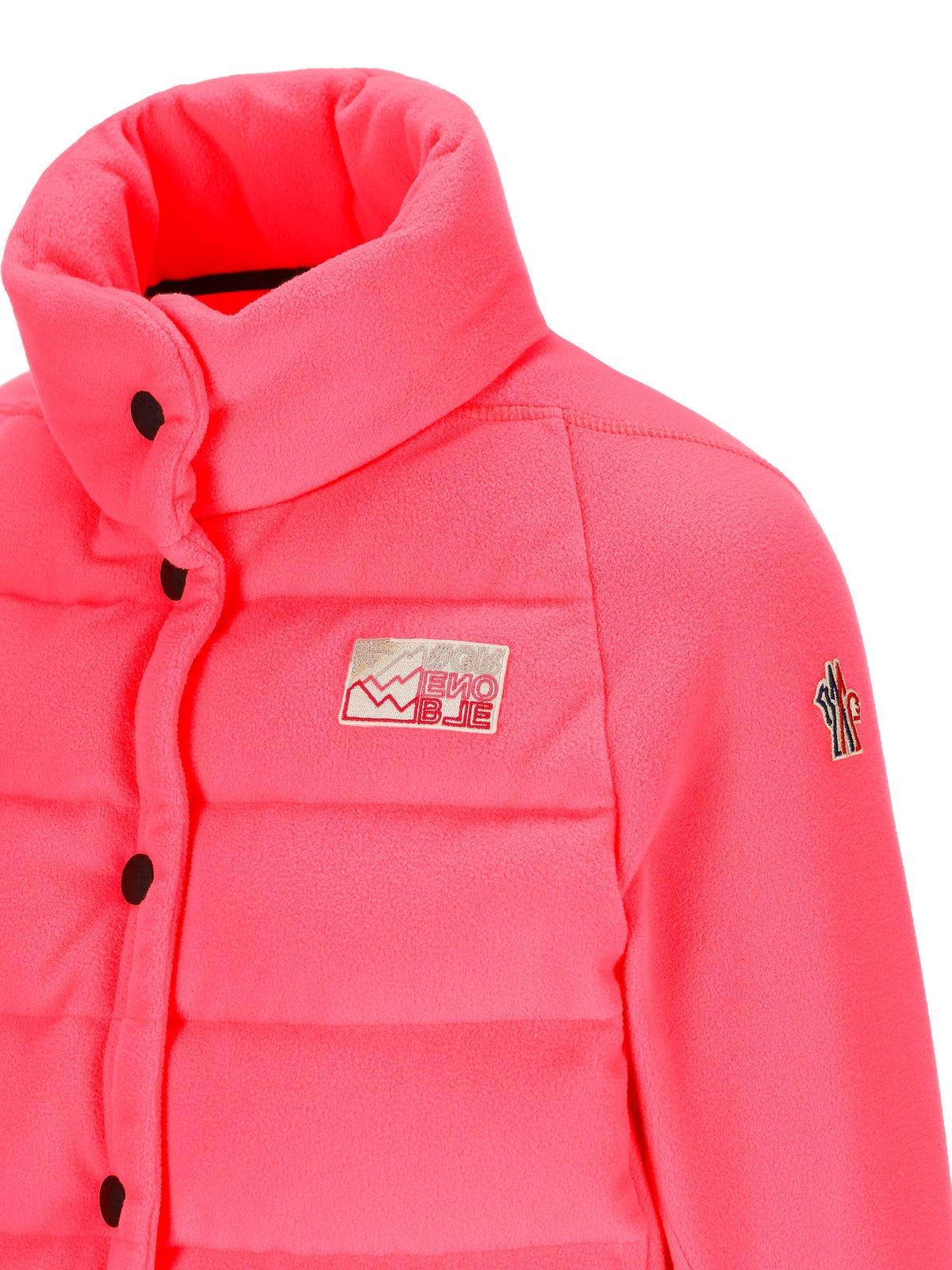 Shop Moncler Logo Patch Buttoned Jacket In Rosa