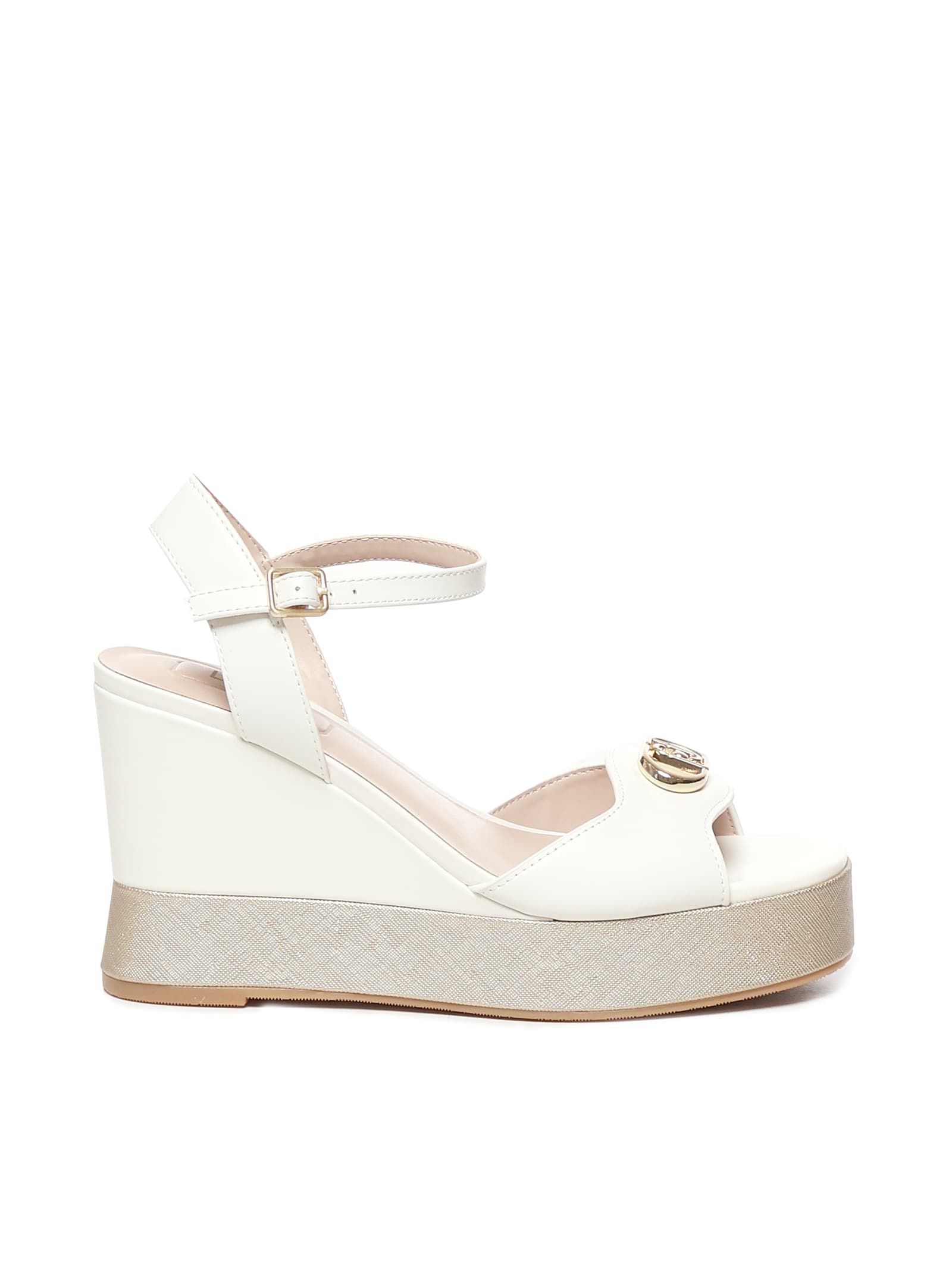 LIU •JO LEATHER WEDGE SANDALS