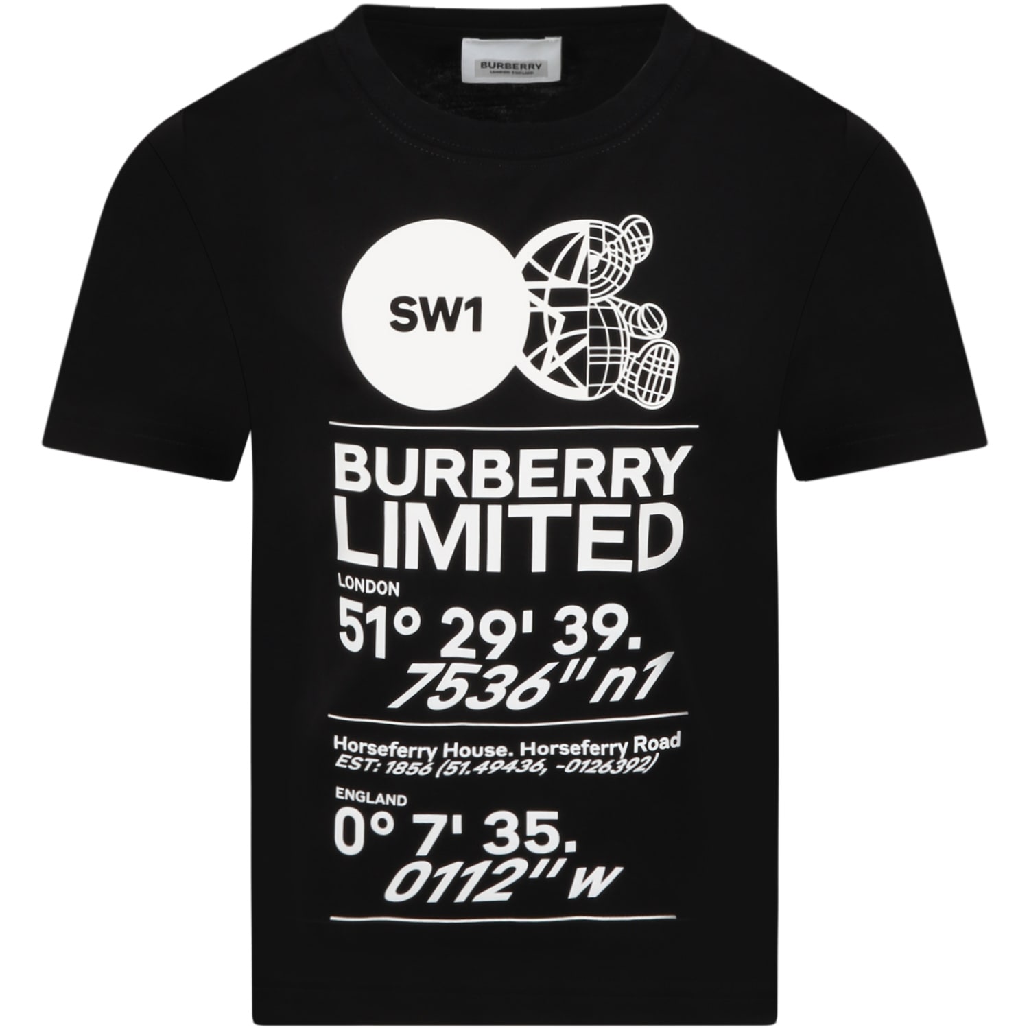 BURBERRY BLACK T-SHIRT FOR KIDS WITH LOGO