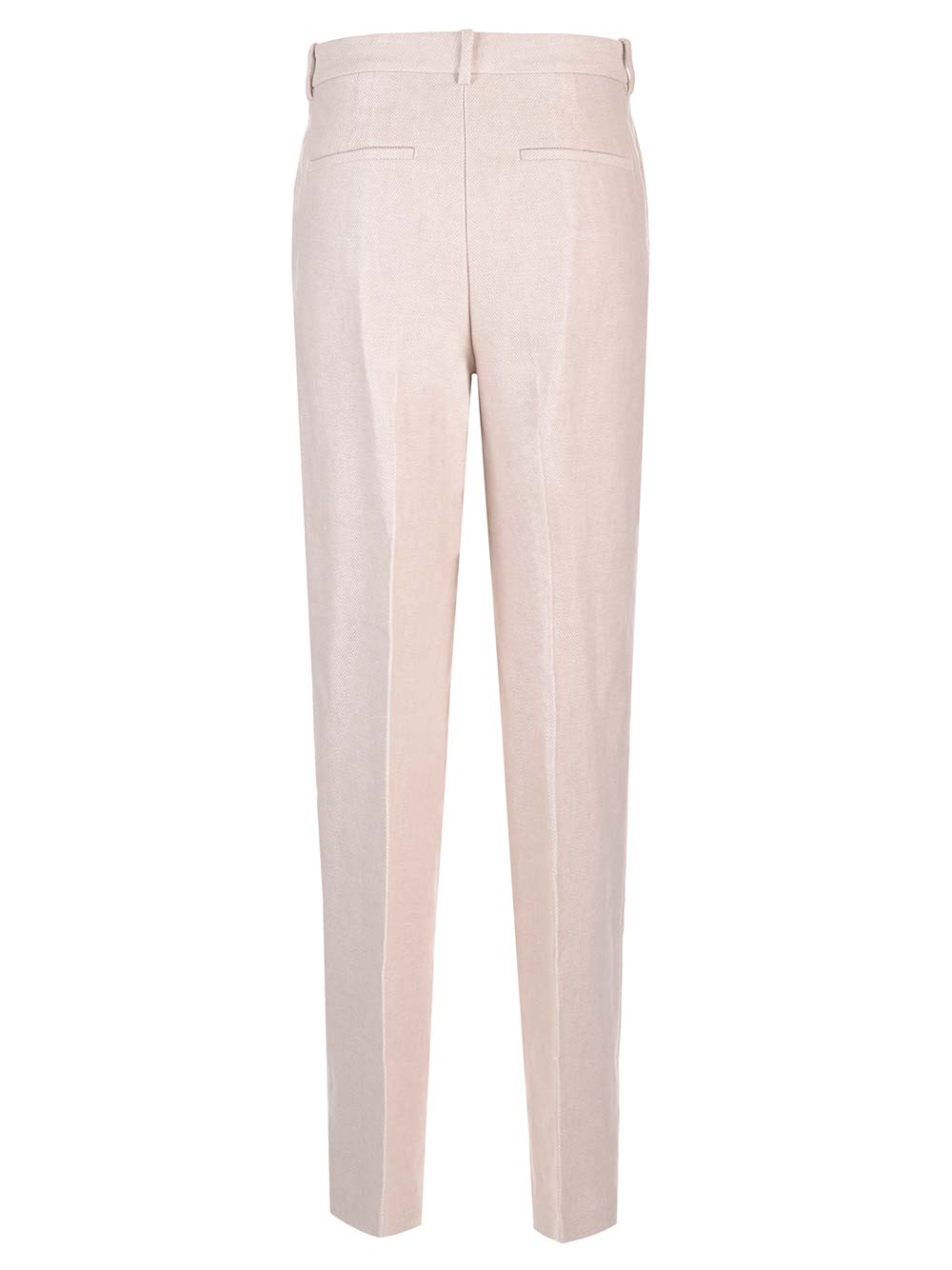 Shop Theory High-waisted Trousers In Linen Twill In Neutrals