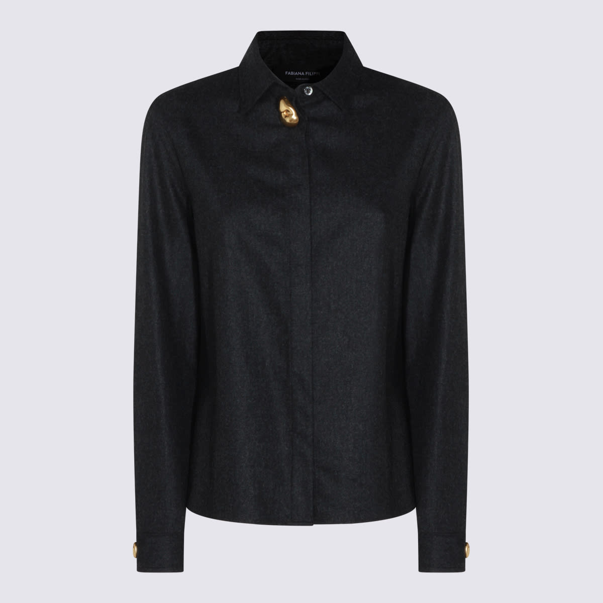 Fabiana Filippi Dark Grey Wool Shirt In Black