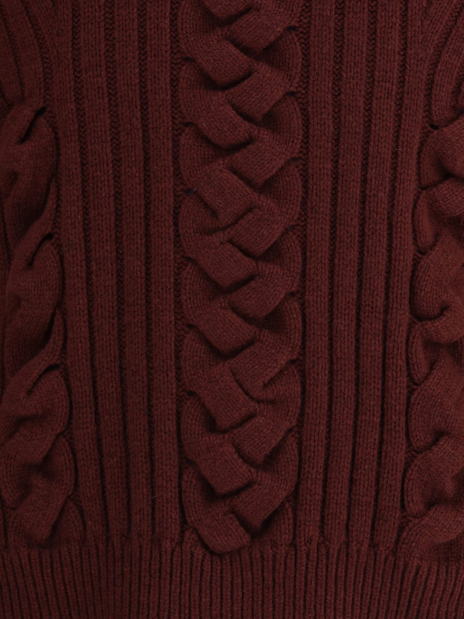 Alexander Mcqueen Mixed Wool Sweater In Burgundy
