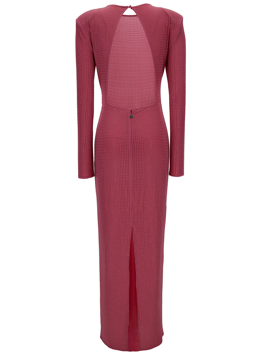 Shop Rotate Birger Christensen Red Maxi Dress With Rhinestone Embellishment In Stretch Fabric Woman In Pink