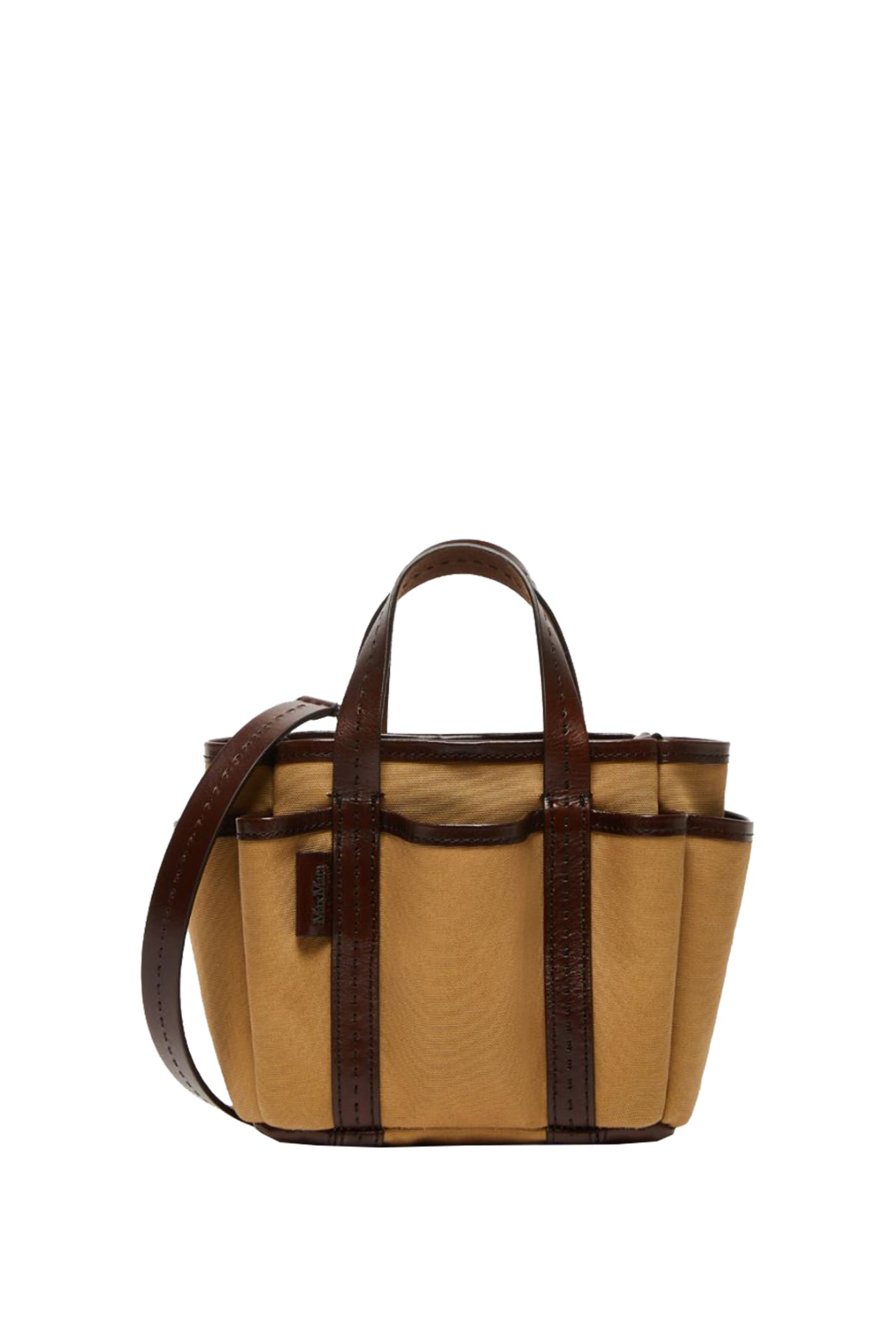 Shop Max Mara Gardencabasxs Shoulder Bag In Leather Brown