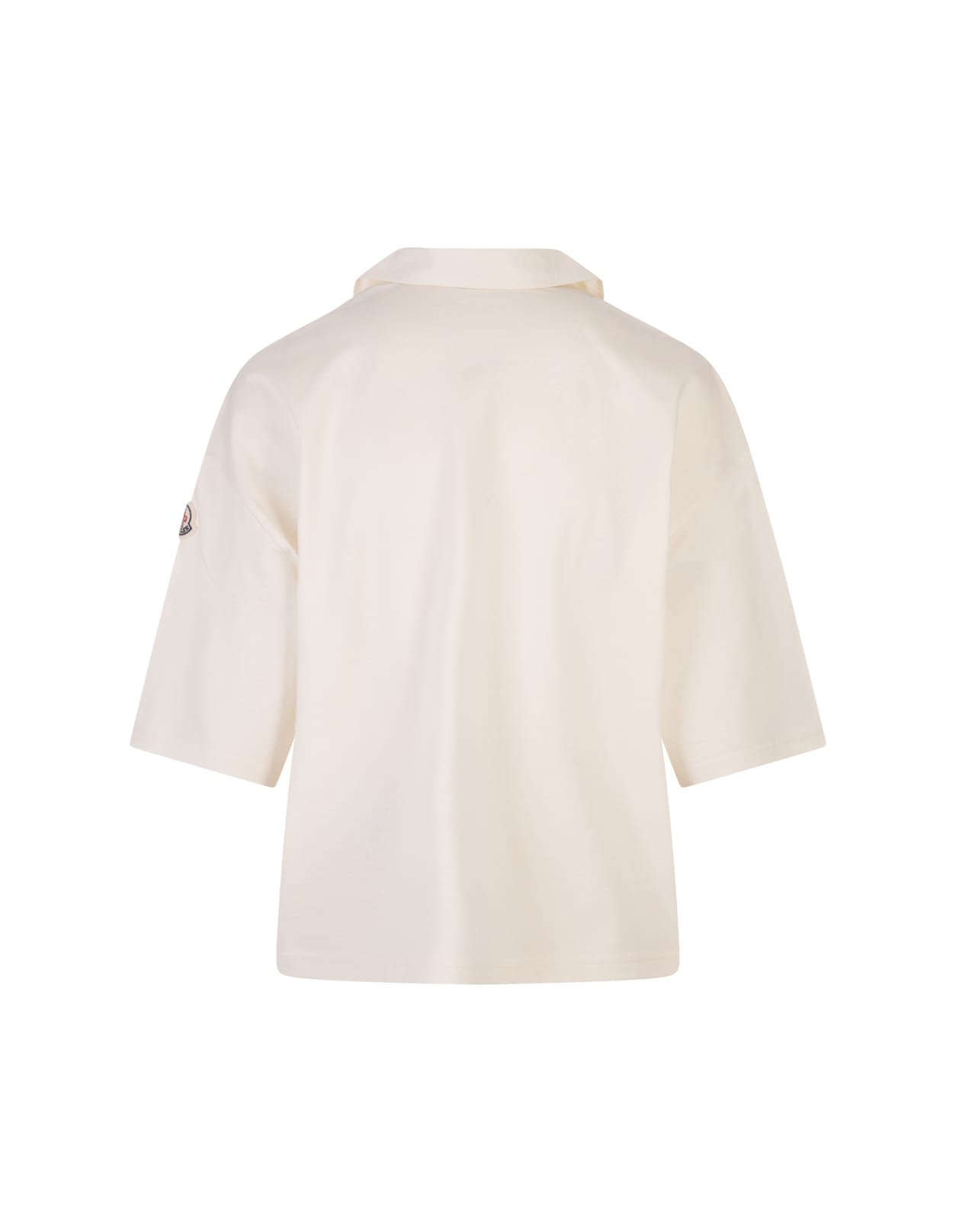 Shop Moncler White Oversize Polo Shirt With Logo Patch