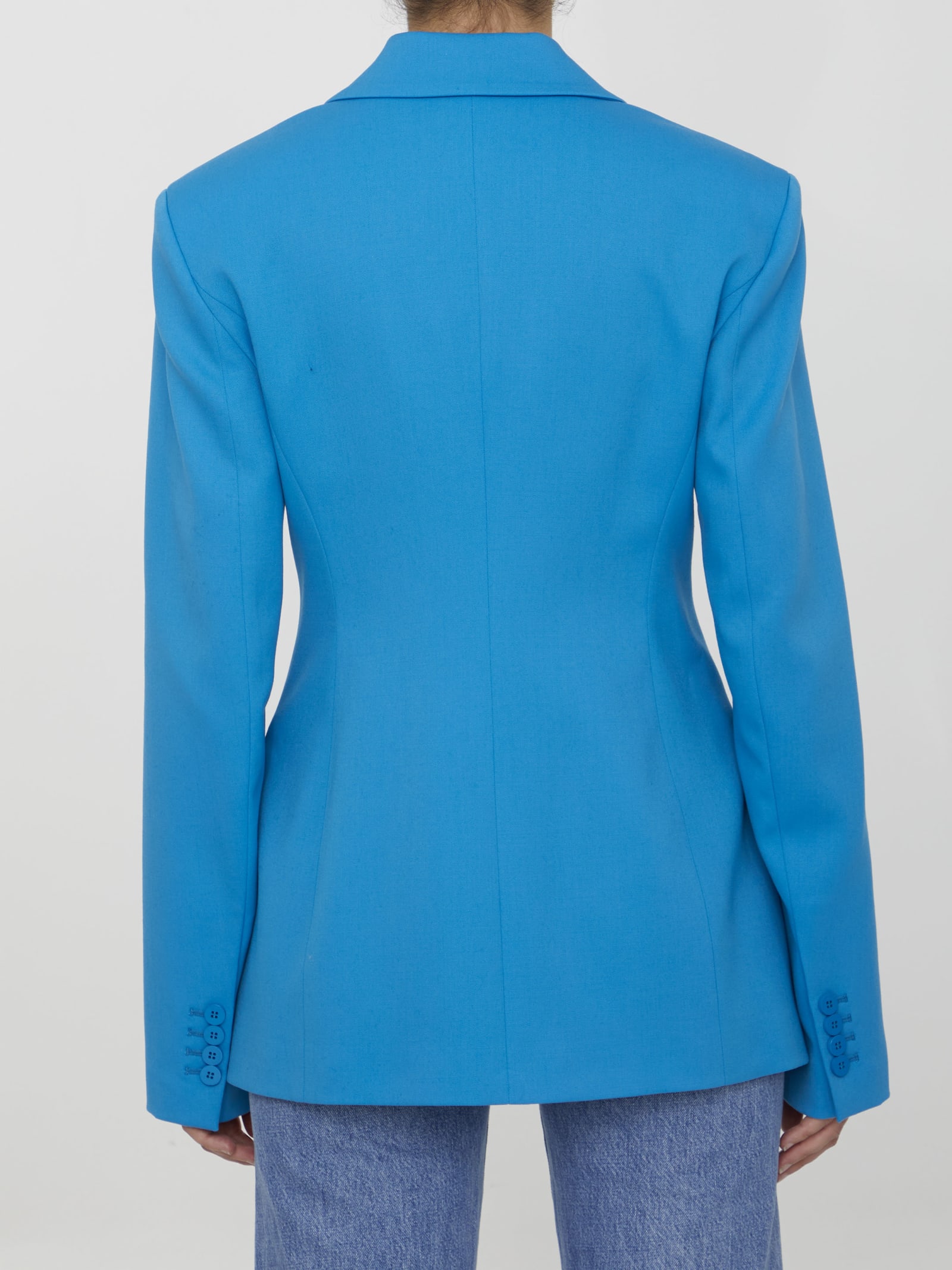 Shop Attico Blue Jacket In Turquoise