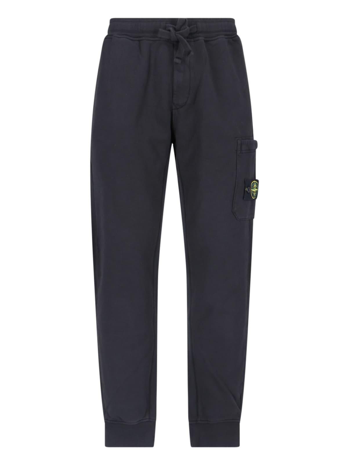 Shop Stone Island Logo Track Pants In Black